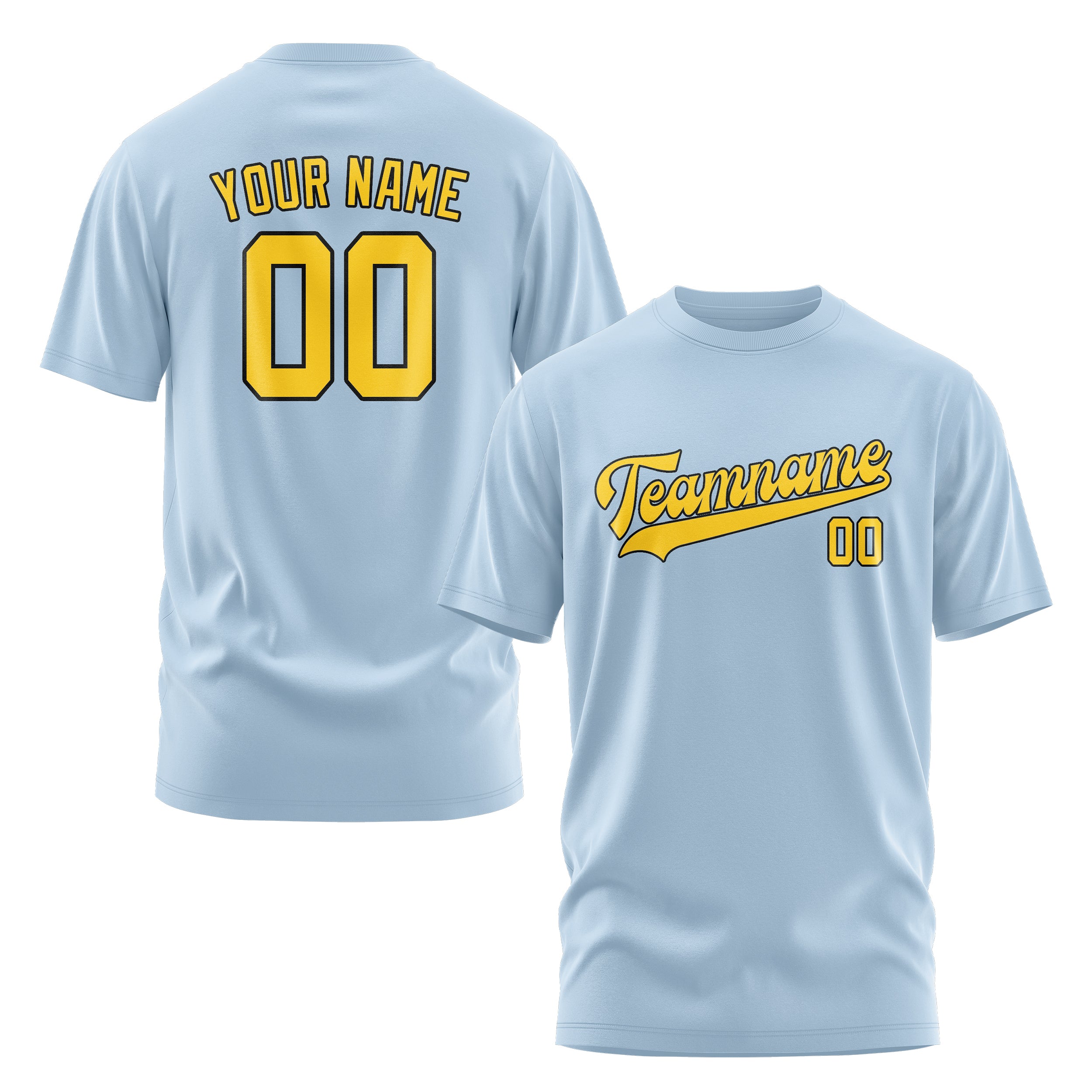 Maßgeschneidertes Hellblau Gold T-Shirt