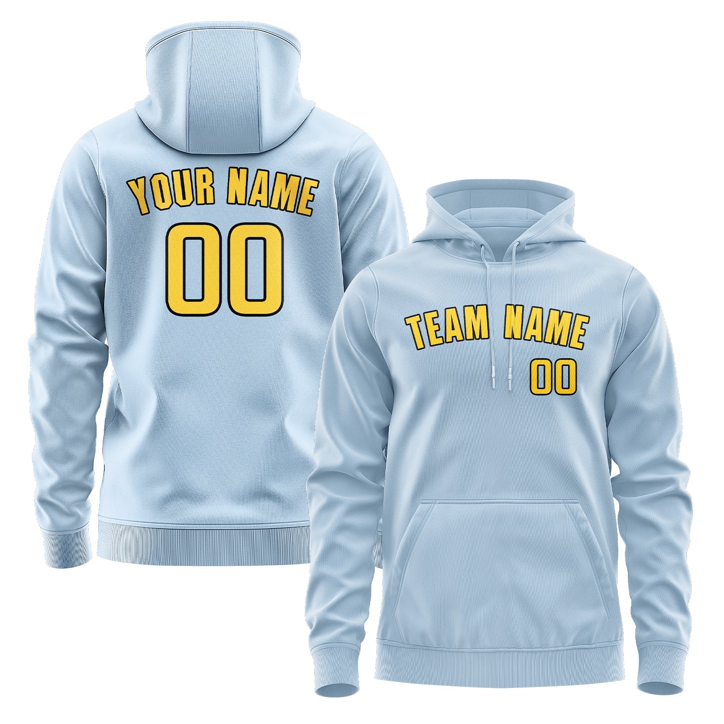 Maßgeschneidertes Hellblau Gold Hoodie