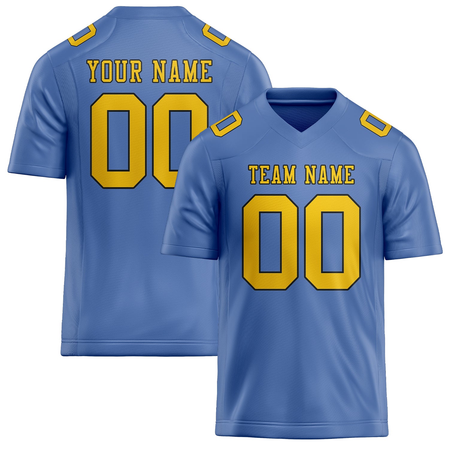 Maßgeschneidertes Professionelles Hellblau Gold Rugbytrikot