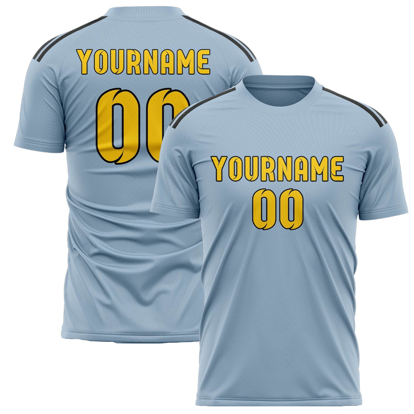 Benutzerdefiniertes Professionelles Hellblau Gold Fußballtrikot