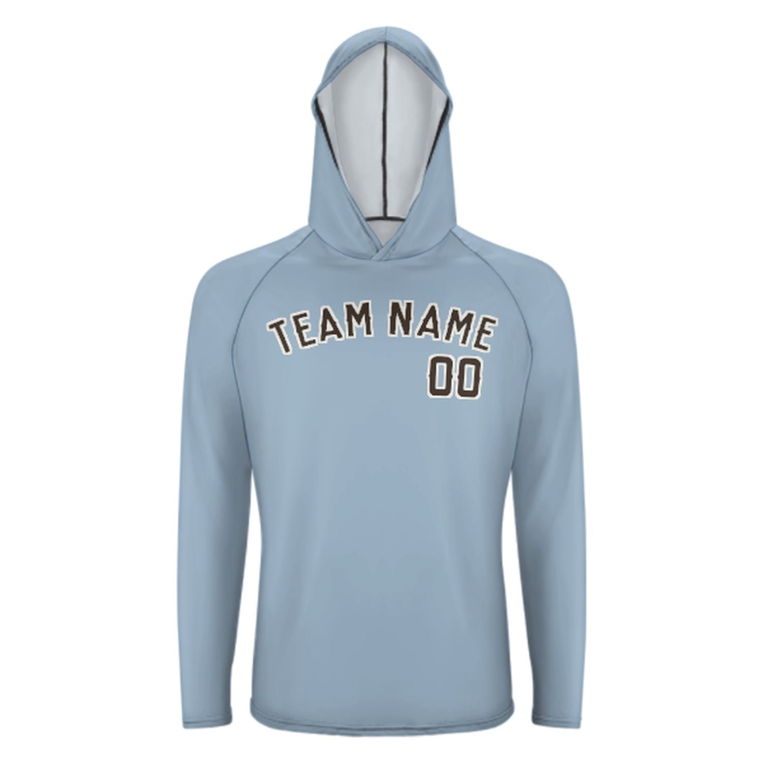 Maßgeschneidertes Hellblau Braun UV-Hoodie