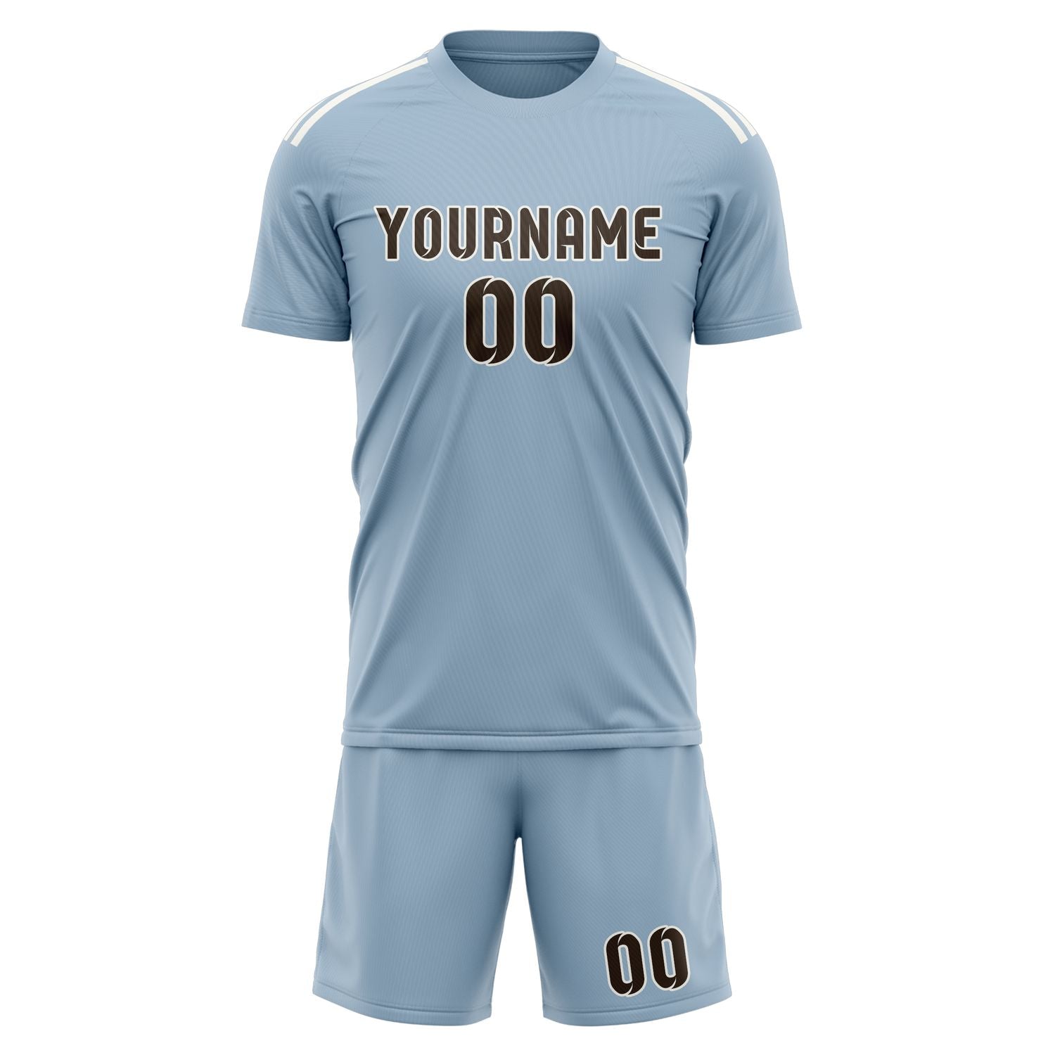 Maßgeschneidertes Professionelles Hellblau Braun Fußballtrikot-Set