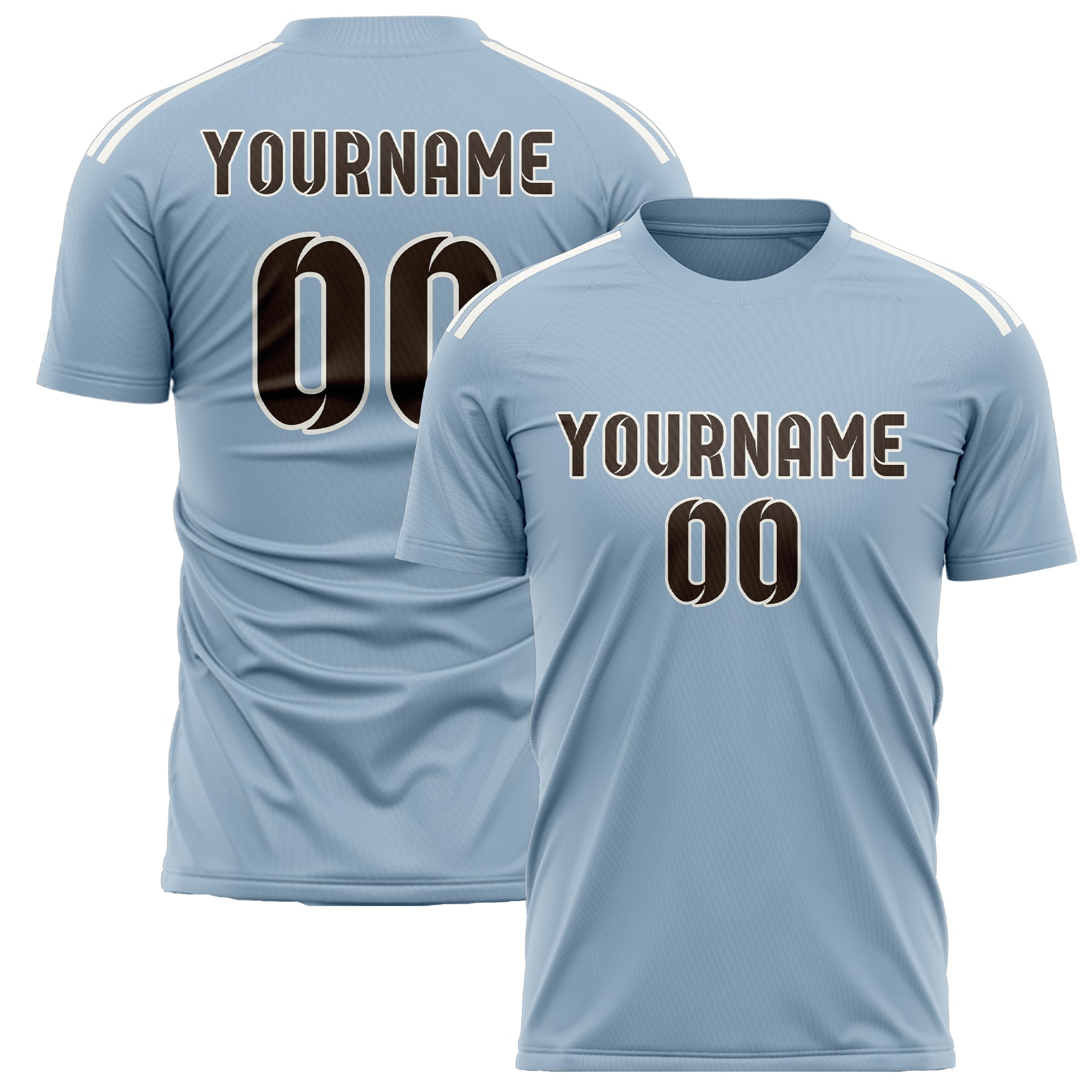Benutzerdefiniertes Professionelles Hellblau Braun Fußballtrikot