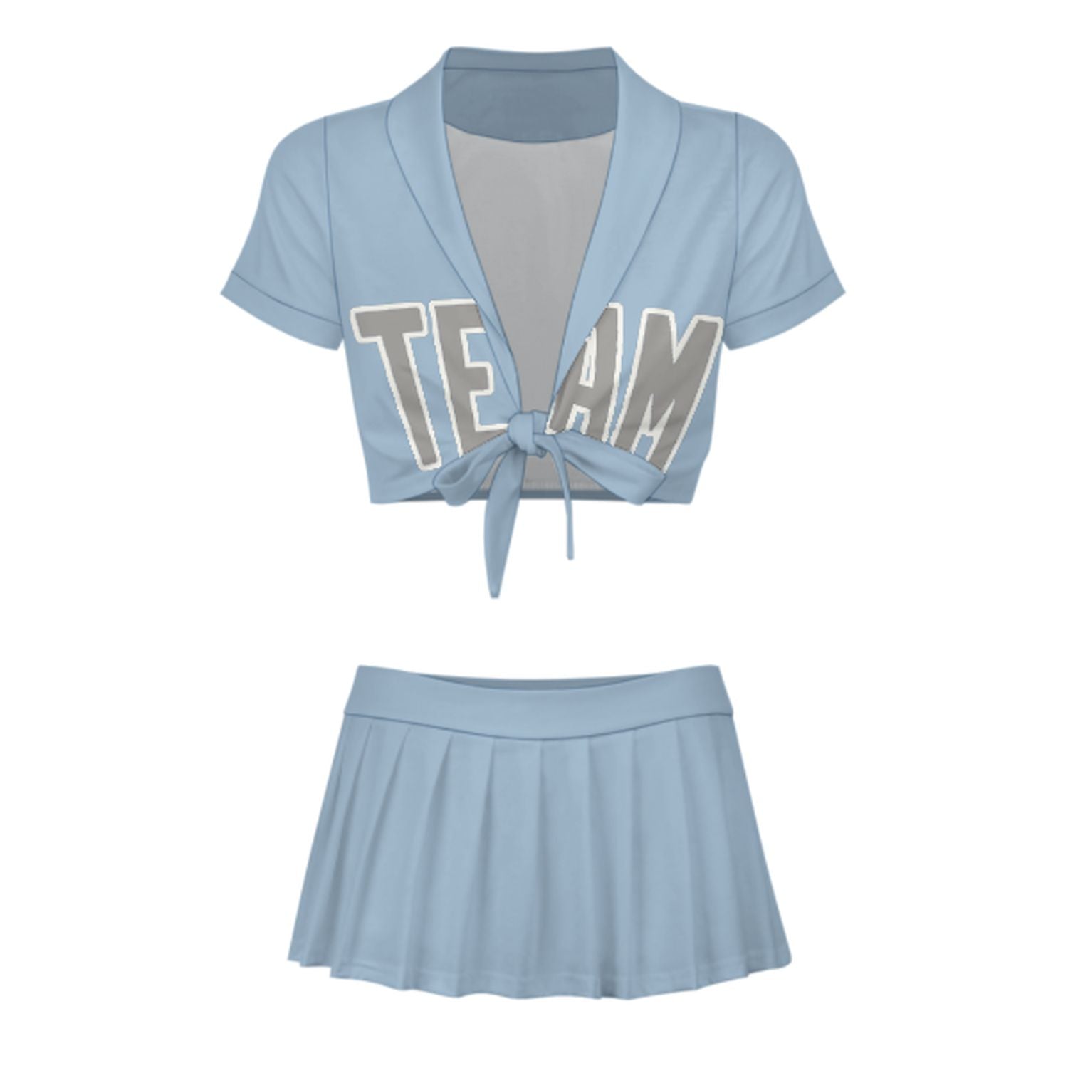 Maßgeschneidertes Hellblau Grau Cheerleader Outfit Set