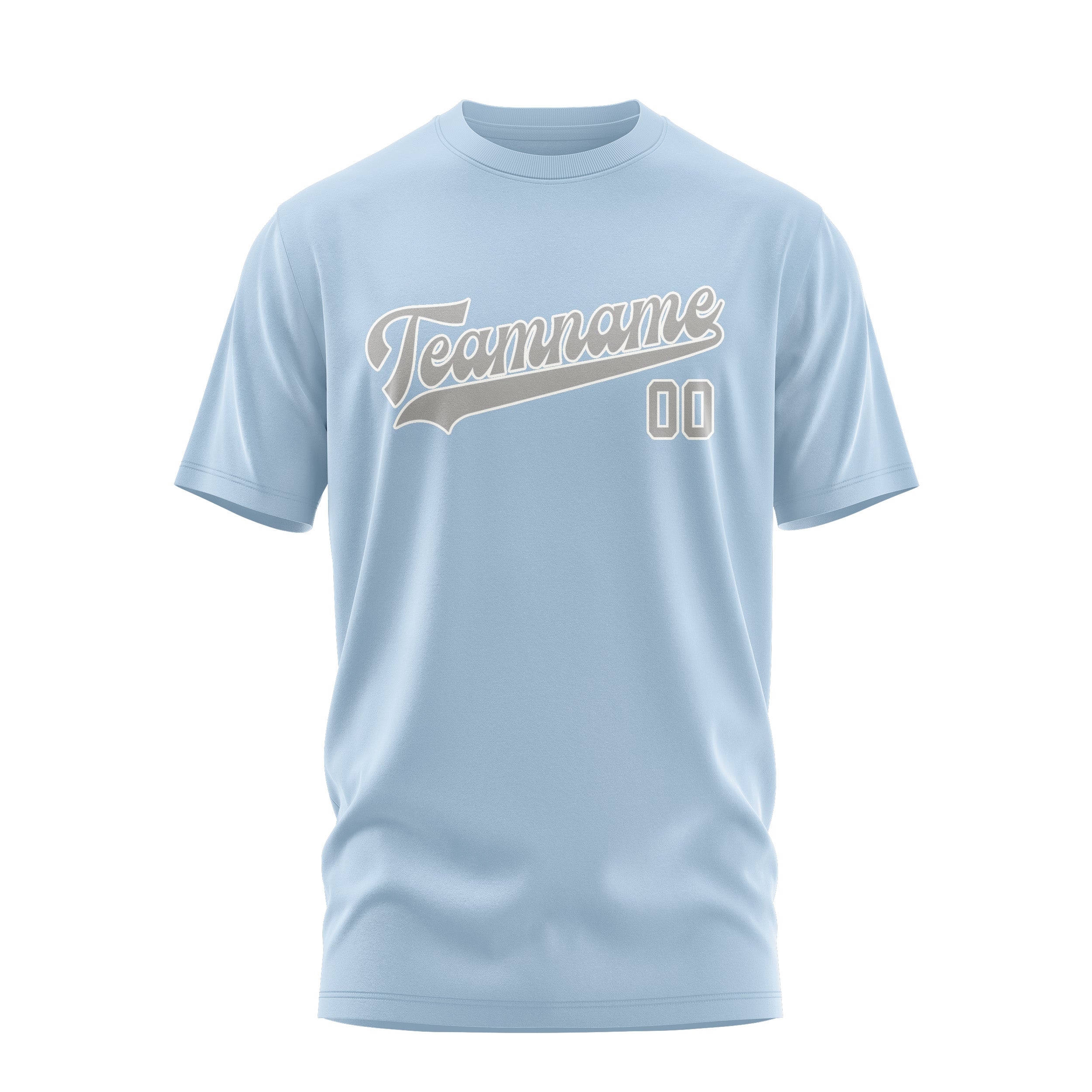 Maßgeschneidertes Hellblau Grau T-Shirt
