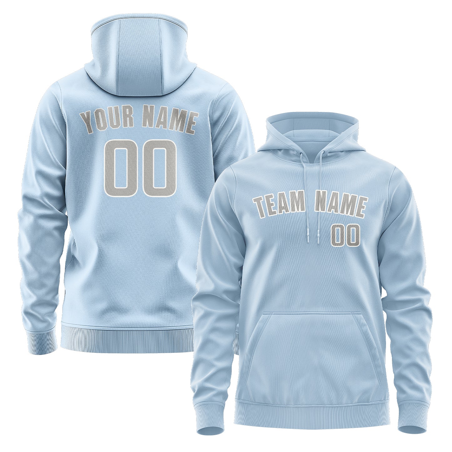 Maßgeschneidertes Hellblau Grau Hoodie