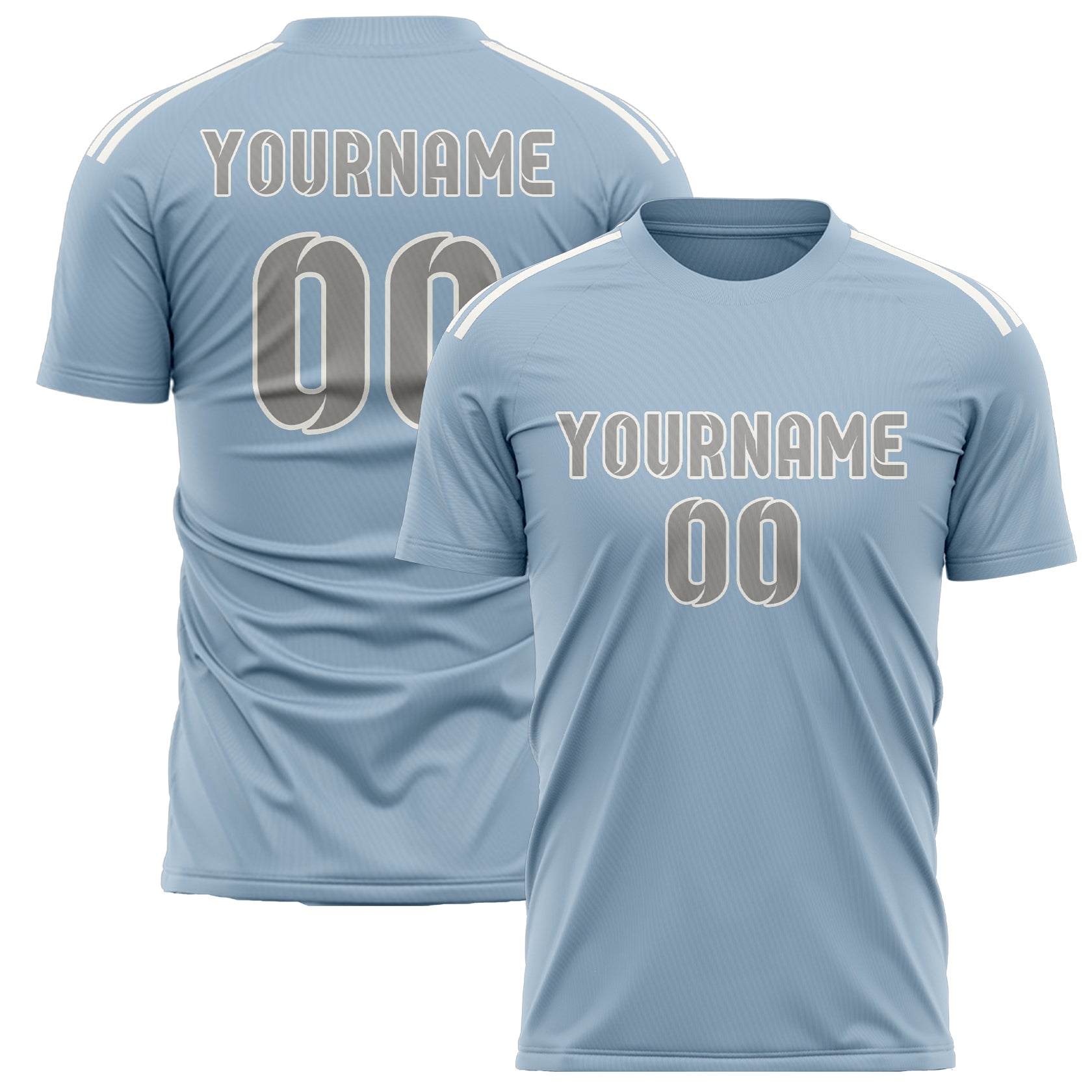 Benutzerdefiniertes Professionelles Hellblau Grau Fußballtrikot