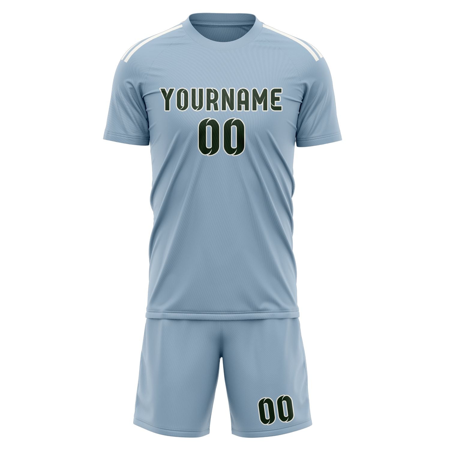 Maßgeschneidertes Professionelles Hellblau Tannengrün Fußballtrikot-Set