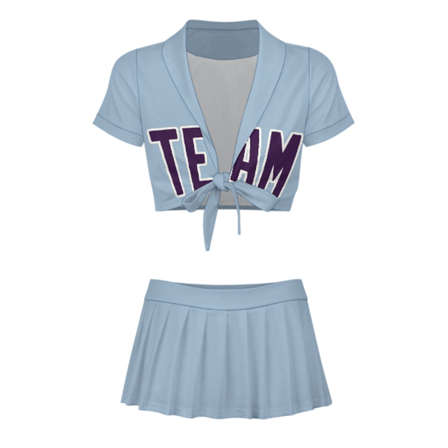 Maßgeschneidertes Hellblau Lila Cheerleader Outfit Set