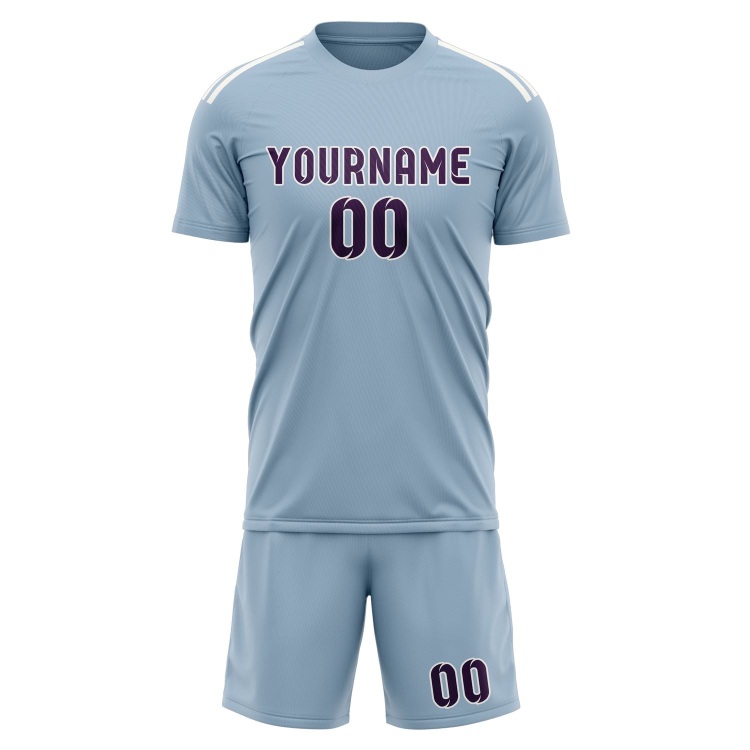 Maßgeschneidertes Professionelles Hellblau Lila Fußballtrikot-Set