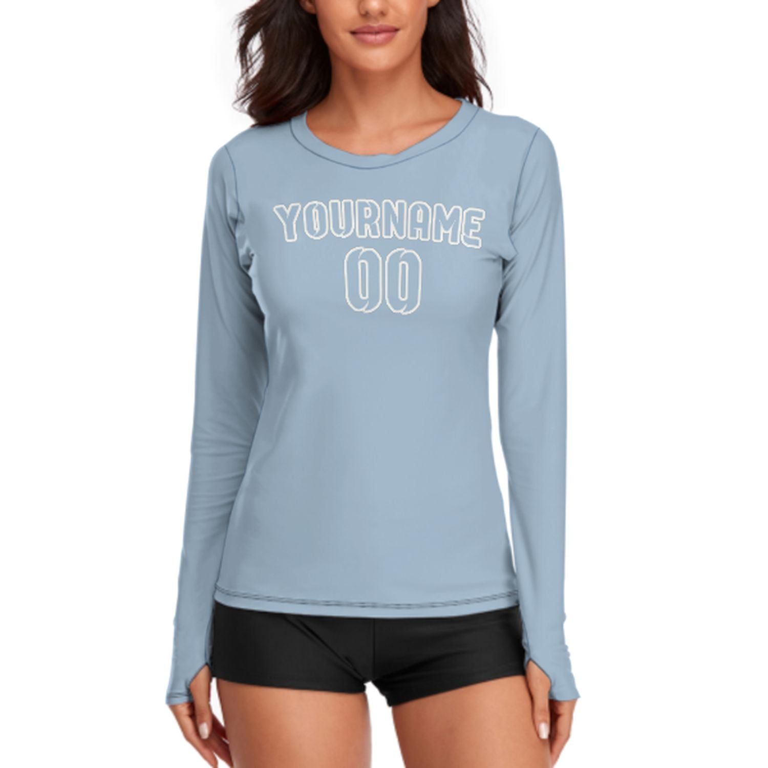 Maßgeschneidertes Hellblau Hellblau Damen Langarmshirt