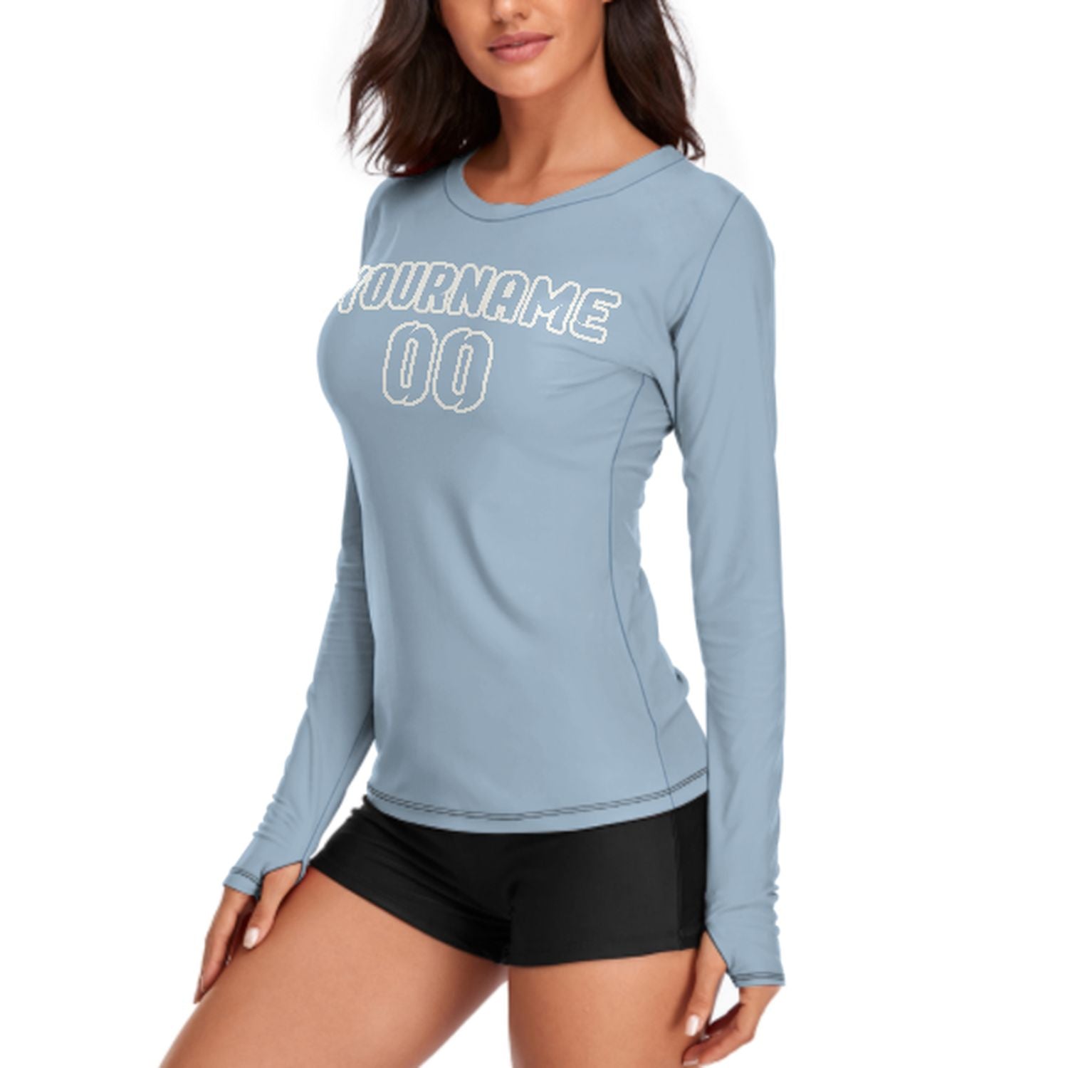 Maßgeschneidertes Hellblau Hellblau Damen Langarmshirt