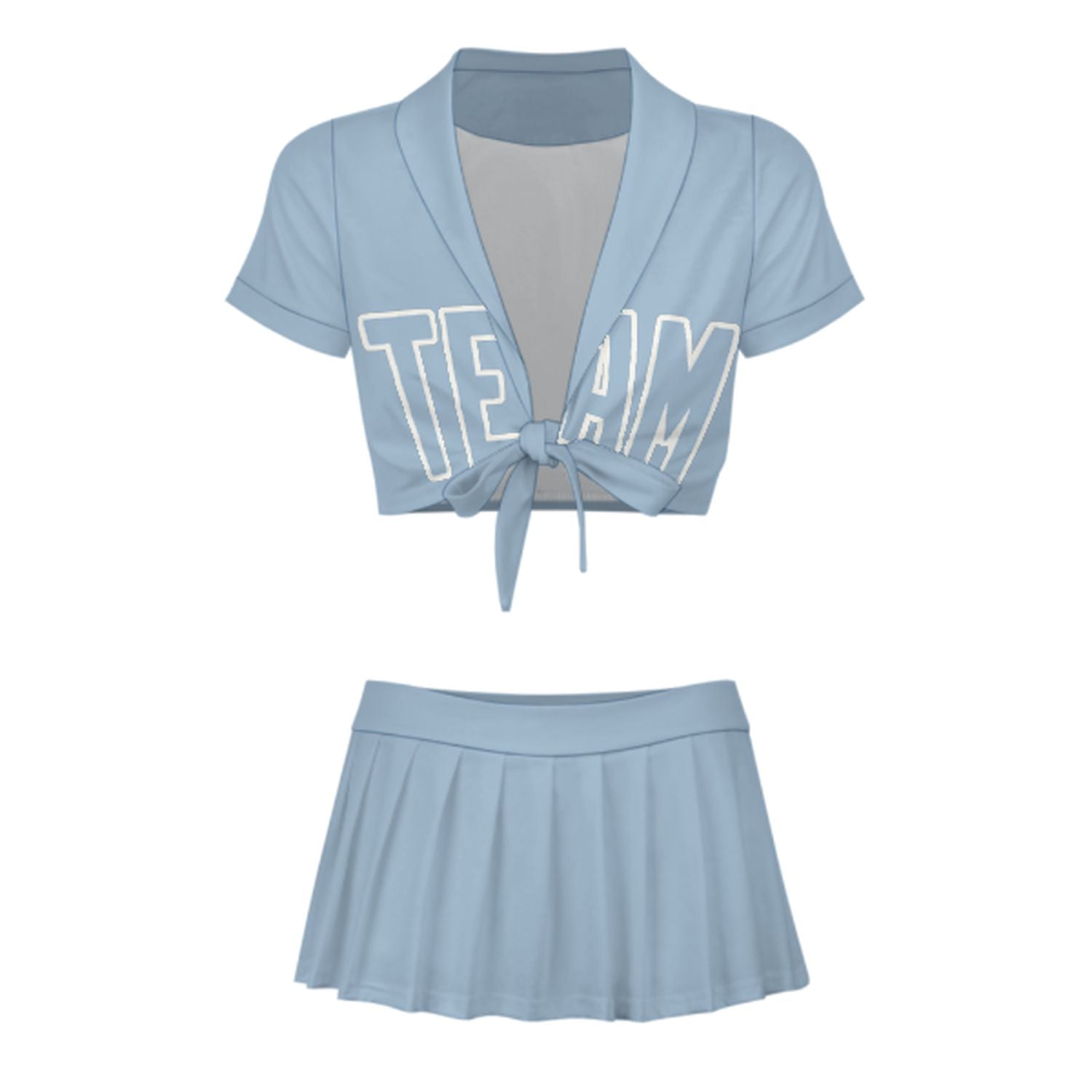Maßgeschneidertes Hellblau Hellblau Cheerleader Outfit Set