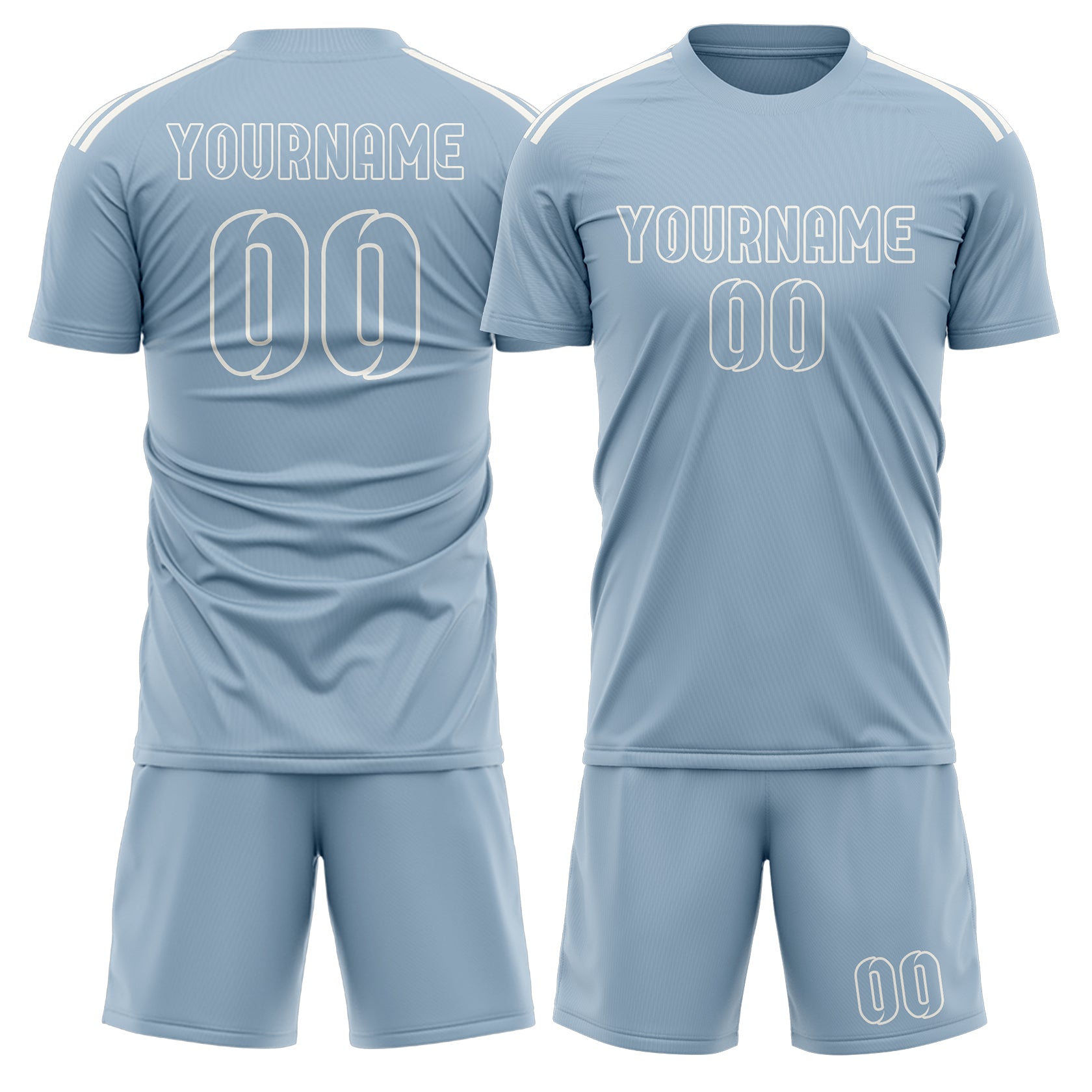 Maßgeschneidertes Professionelles Hellblau Hellblau Fußballtrikot-Set