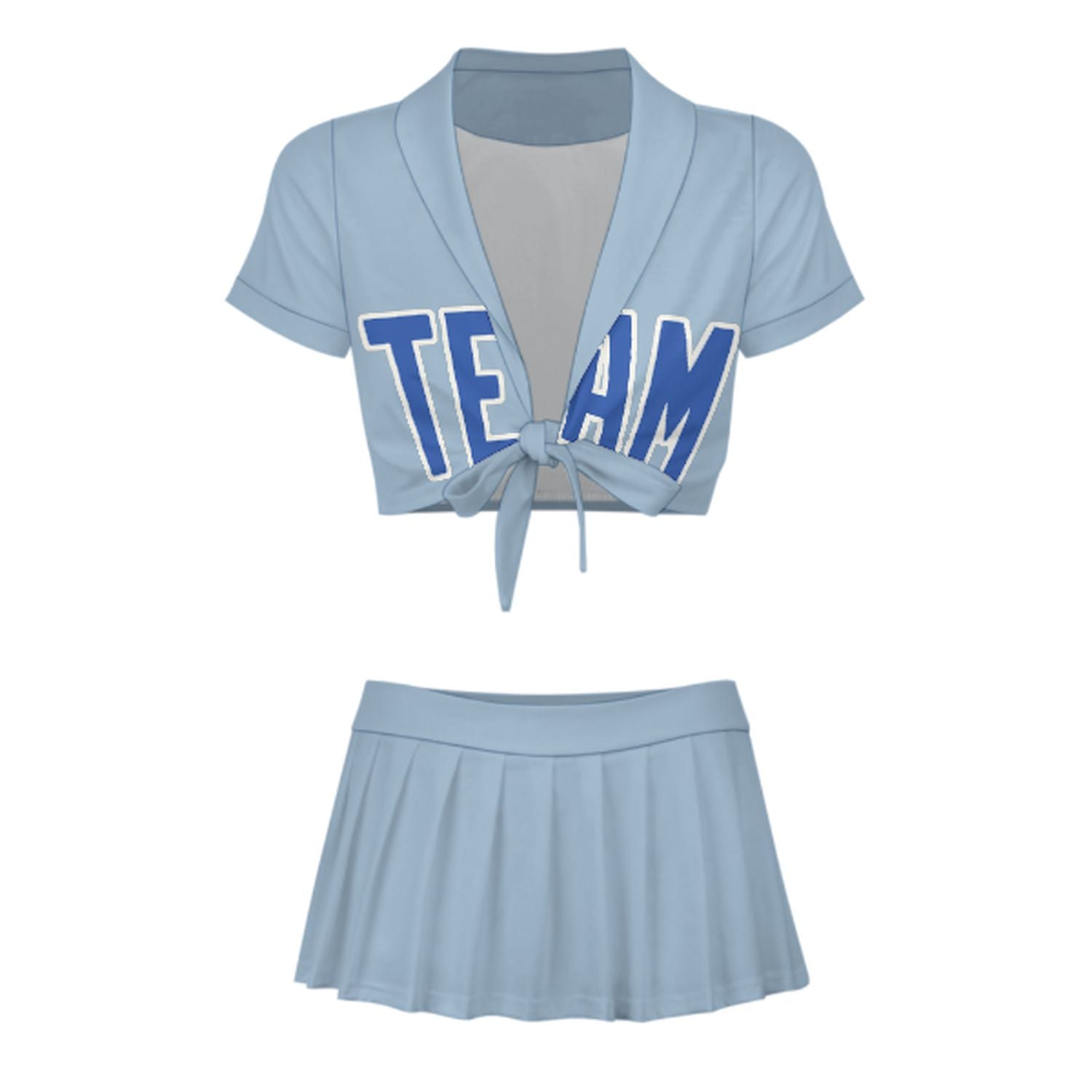 Maßgeschneidertes Hellblau Himmelblau Cheerleader Outfit Set