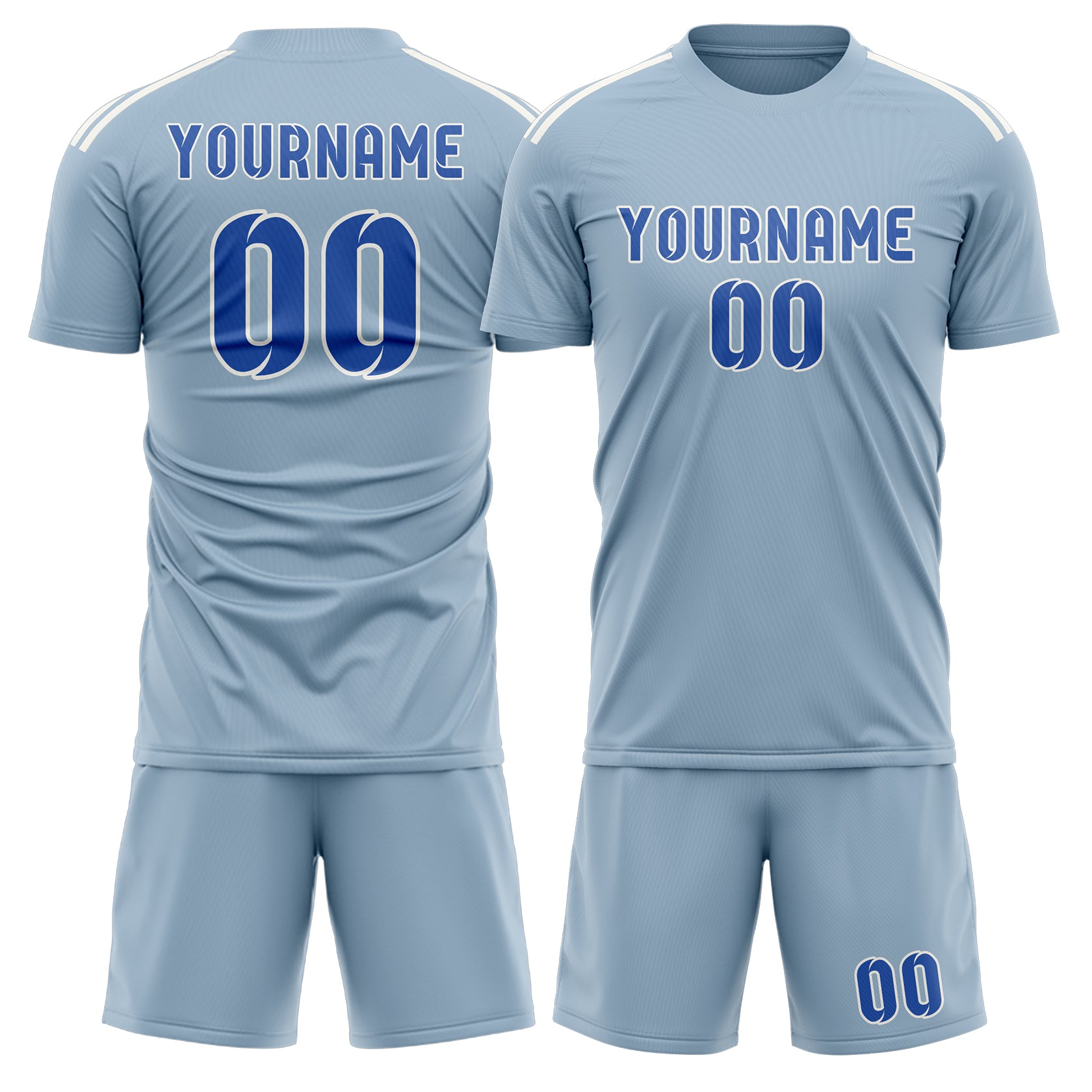 Maßgeschneidertes Professionelles Hellblau Himmelblau Fußballtrikot-Set