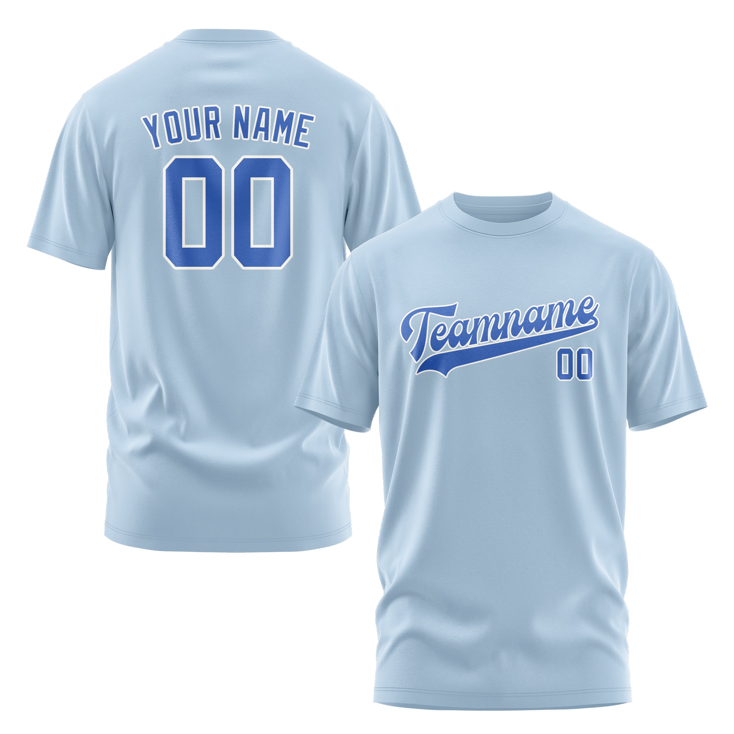 Maßgeschneidertes Hellblau Himmelblau T-Shirt