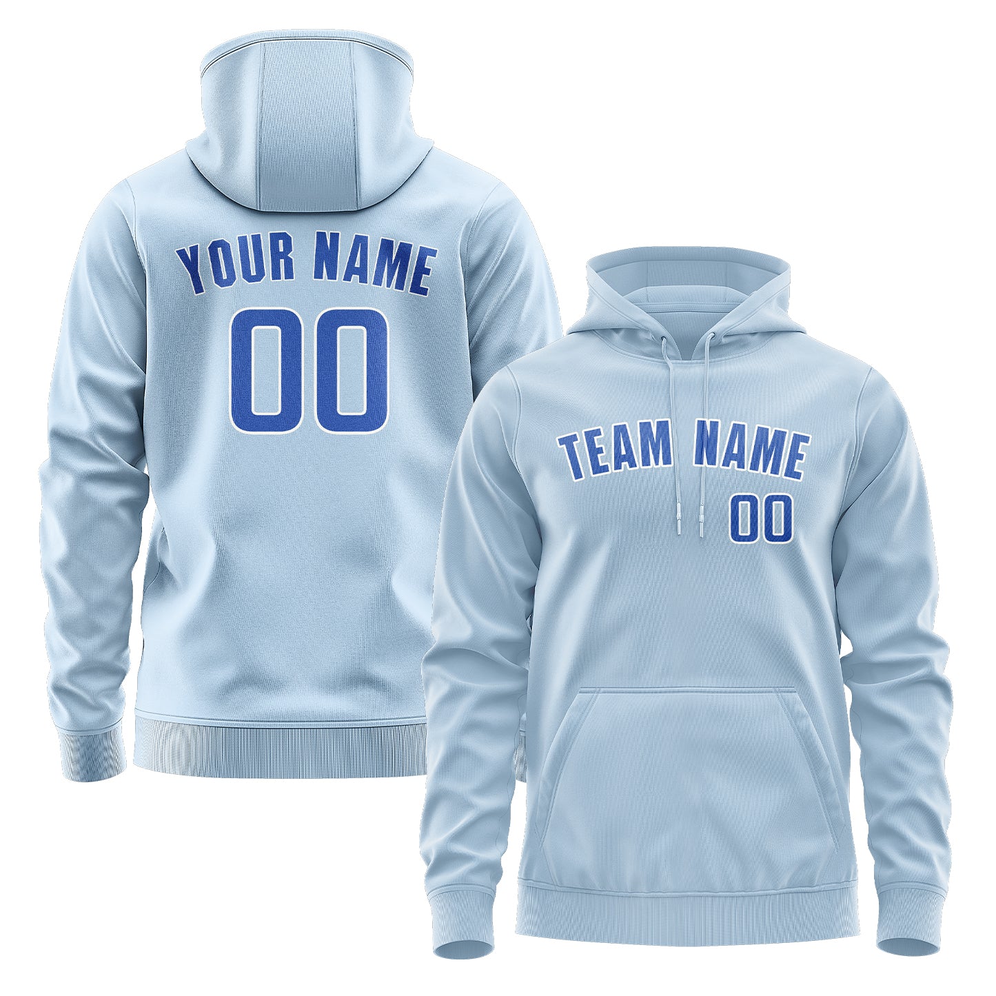 Maßgeschneidertes Hellblau Himmelblau Hoodie