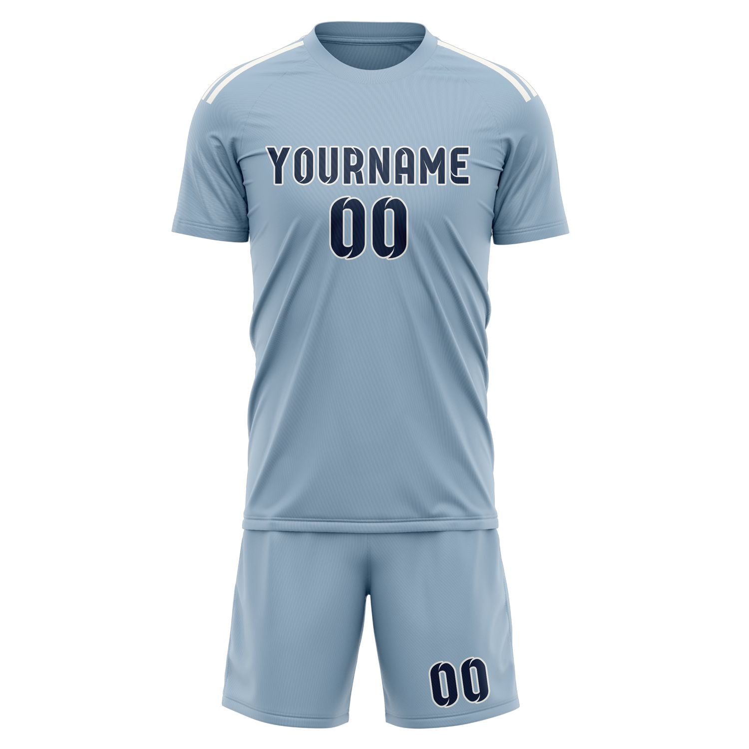 Maßgeschneidertes Professionelles Hellblau Marineblau Fußballtrikot-Set