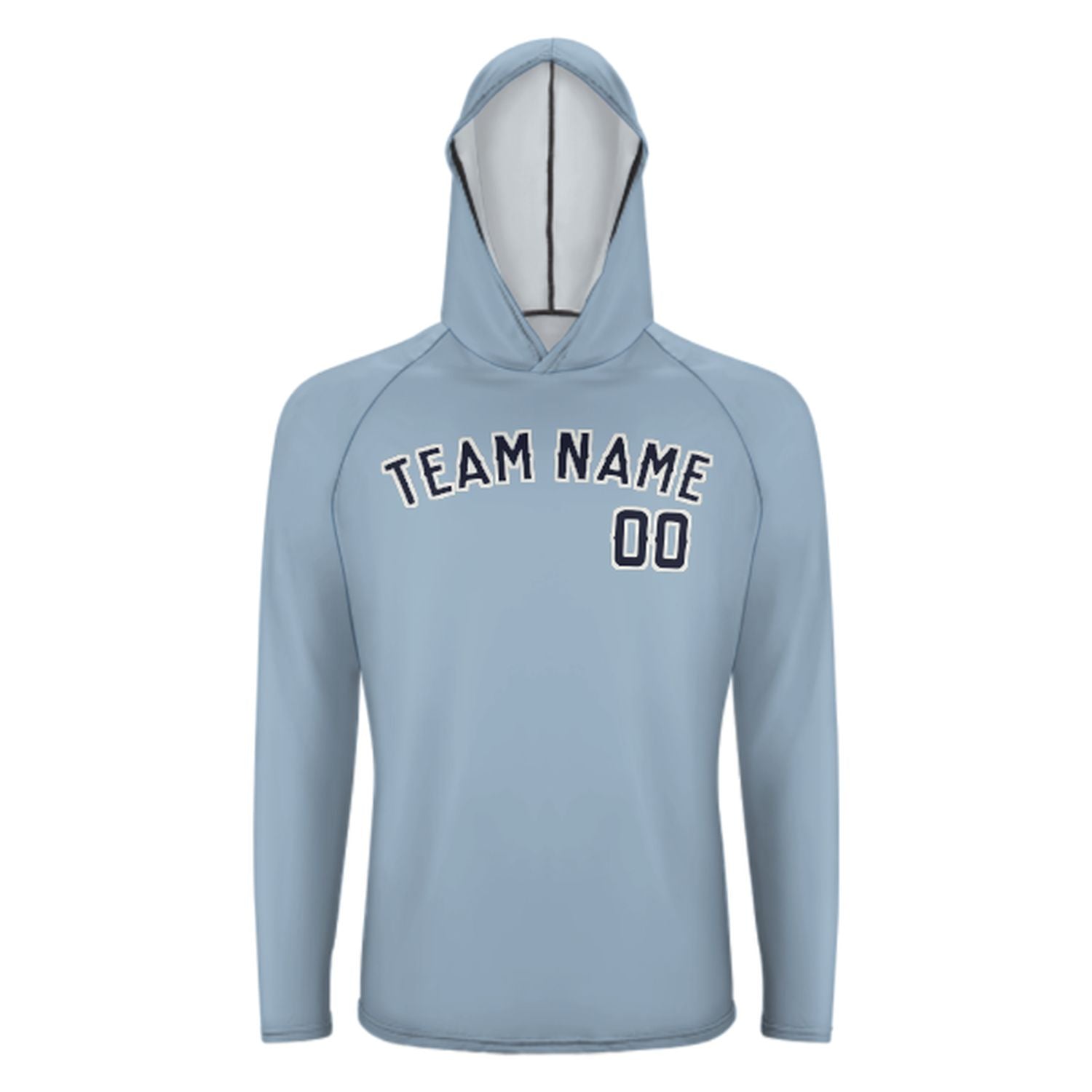 Maßgeschneidertes Hellblau Stahlblau UV-Hoodie