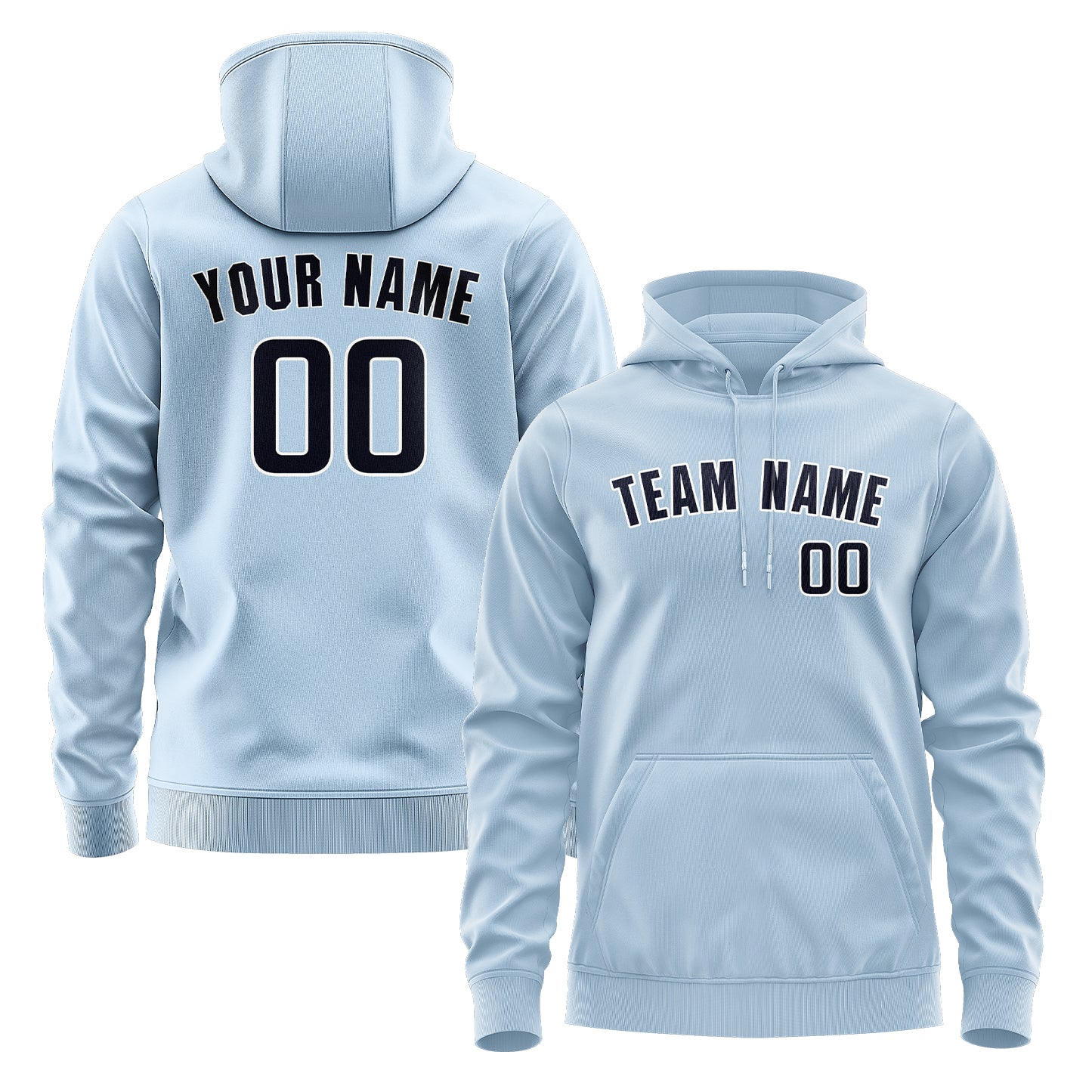Maßgeschneidertes Hellblau Stahlblau Hoodie