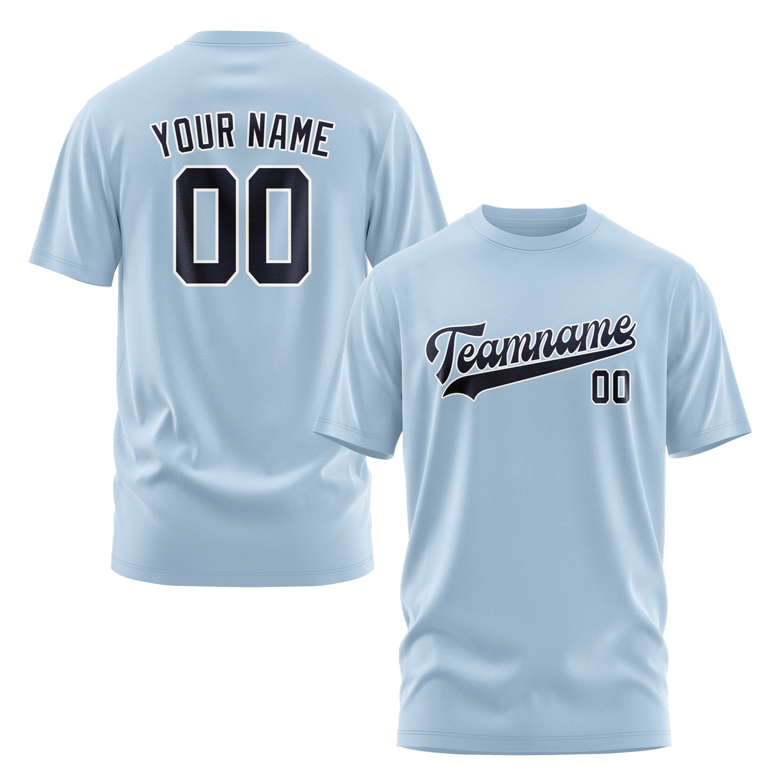 Maßgeschneidertes Hellblau Stahlblau T-Shirt