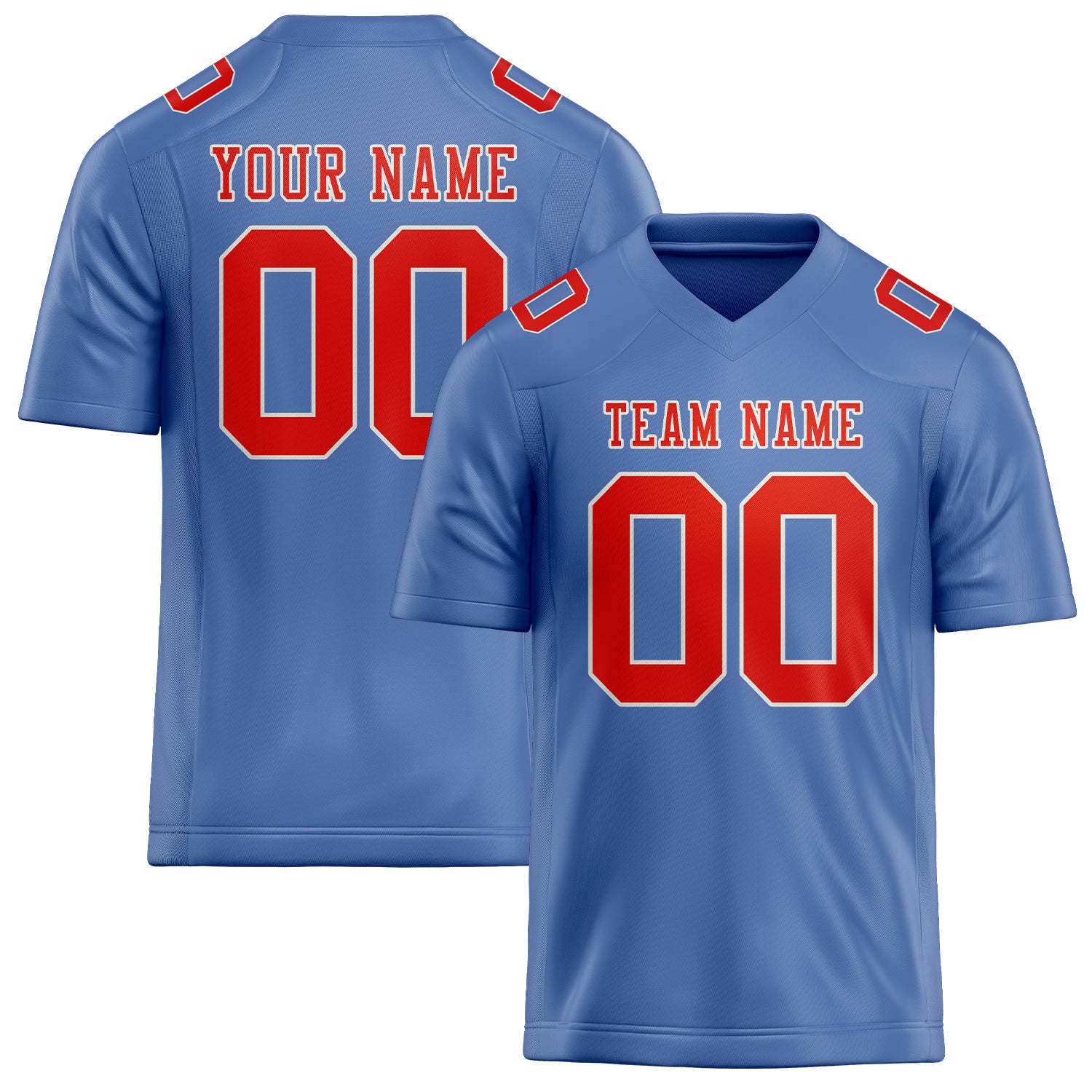 Maßgeschneidertes Professionelles Hellblau Orangerot Rugbytrikot