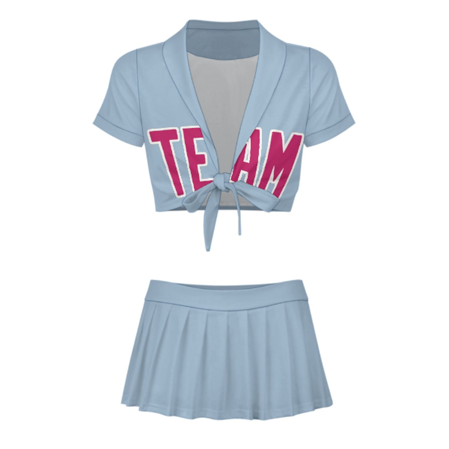 Completo personalizzato da cheerleader azzurro e rosa