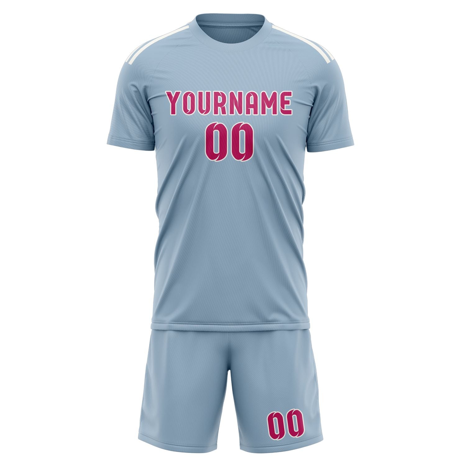Maßgeschneidertes Professionelles Hellblau Rosarot Fußballtrikot-Set