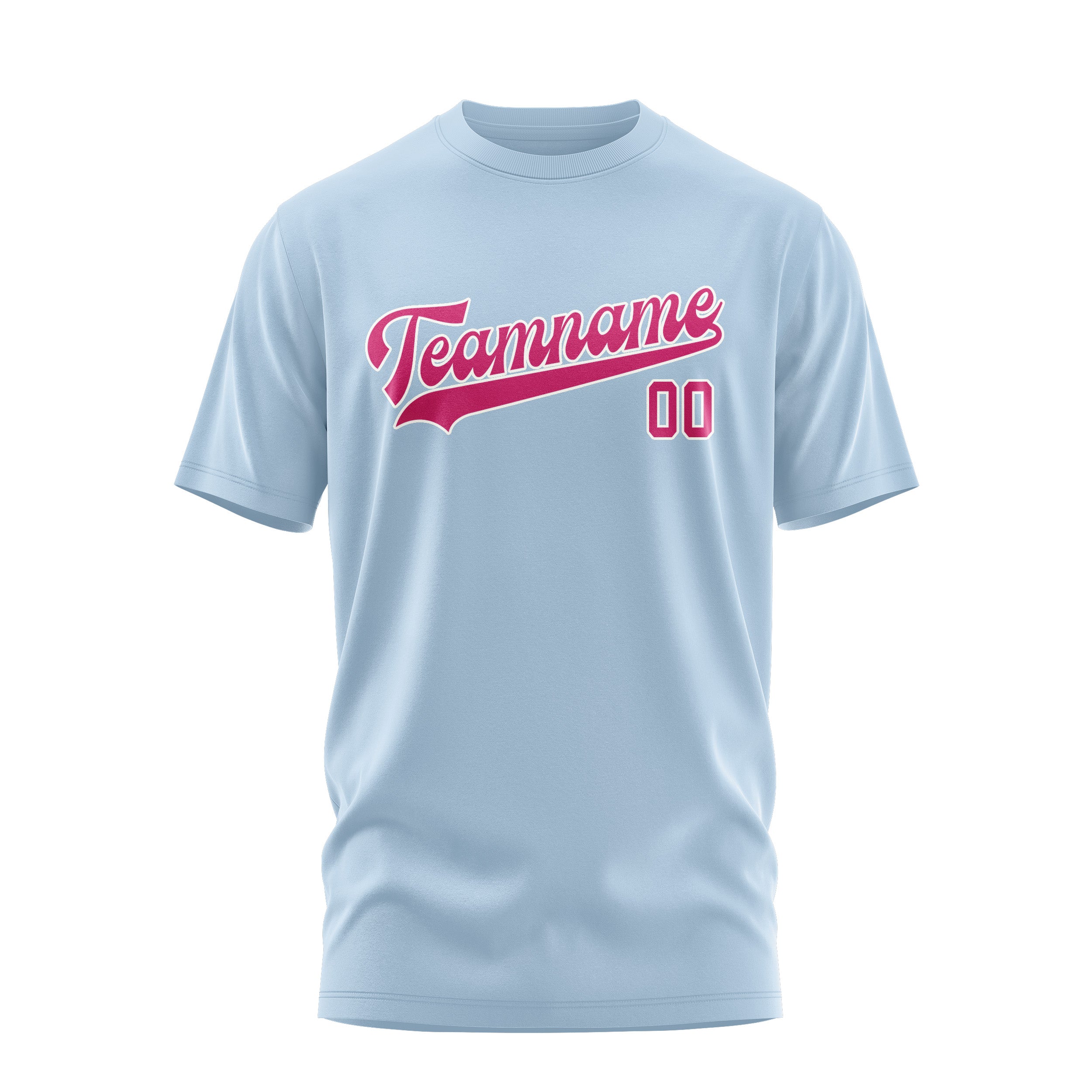 Maßgeschneidertes Hellblau Rosarot T-Shirt