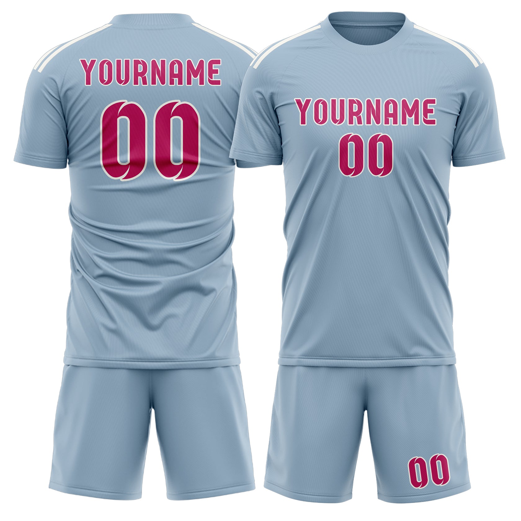 Maßgeschneidertes Professionelles Hellblau Rosarot Fußballtrikot-Set
