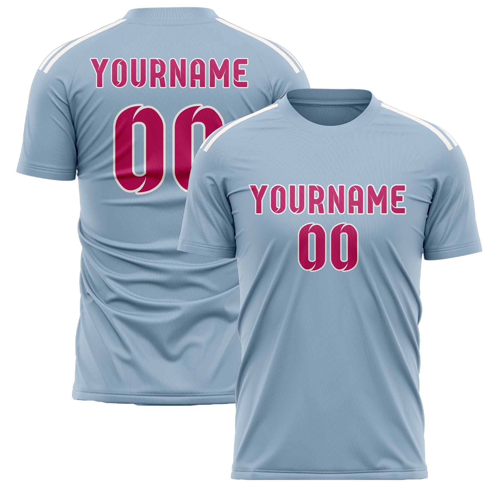 Benutzerdefiniertes Professionelles Hellblau Rosarot Fußballtrikot