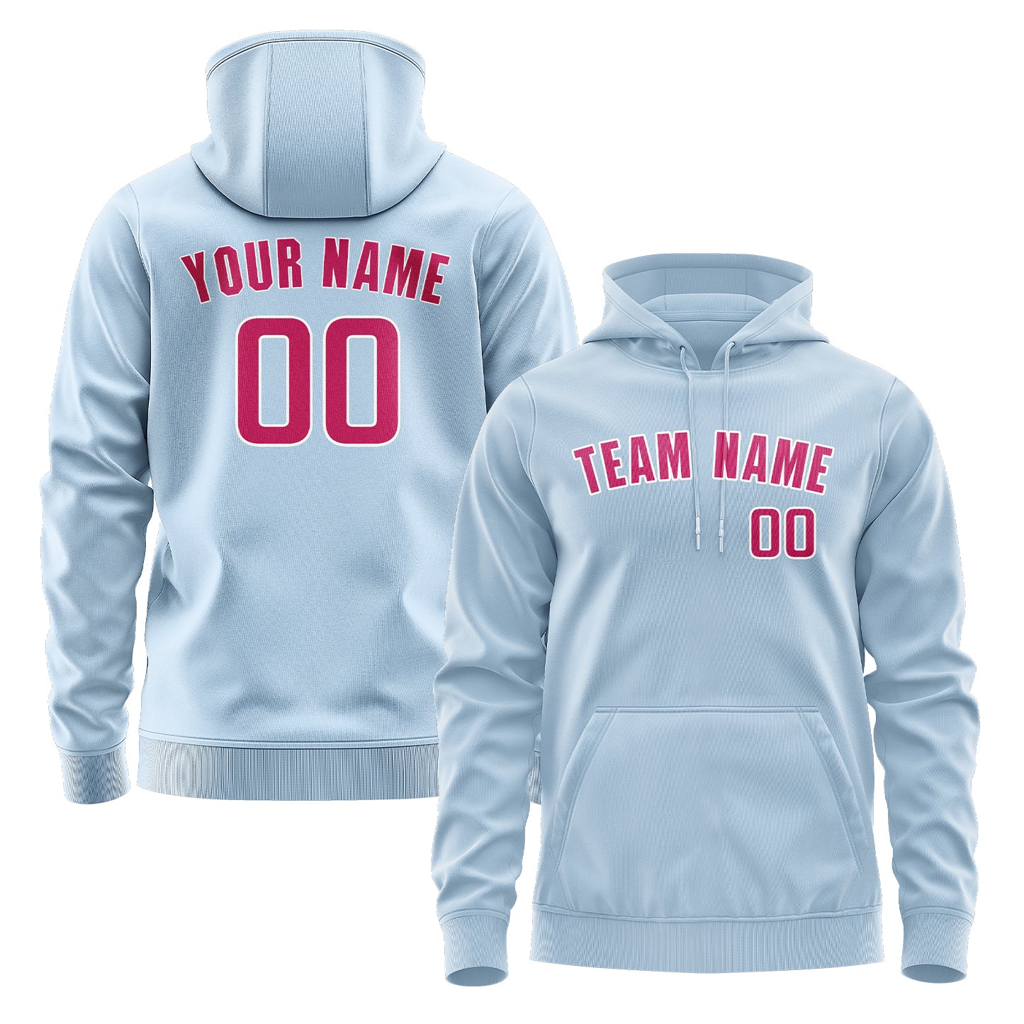 Maßgeschneidertes Hellblau Rosarot Hoodie