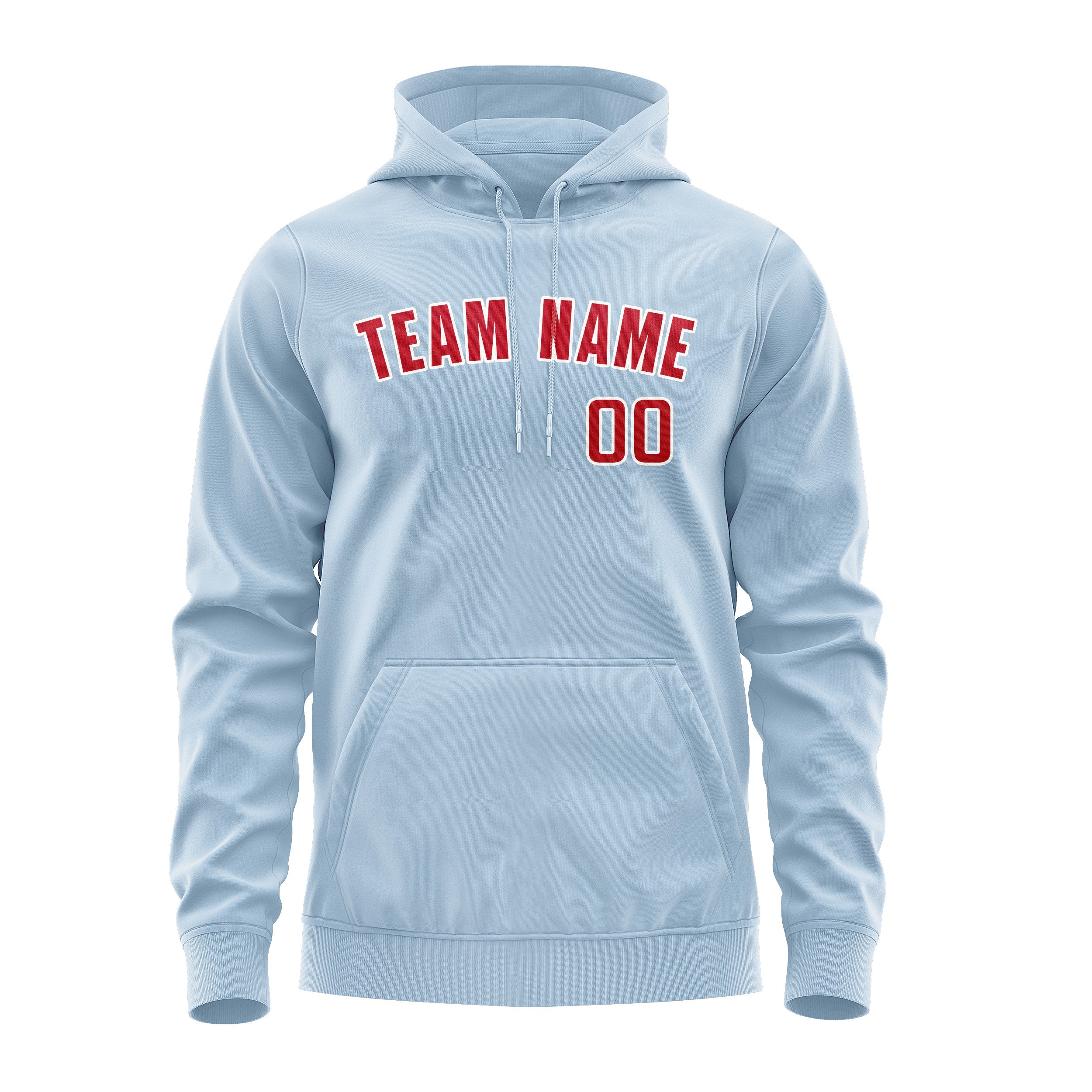 Maßgeschneidertes Hellblau Rot Hoodie