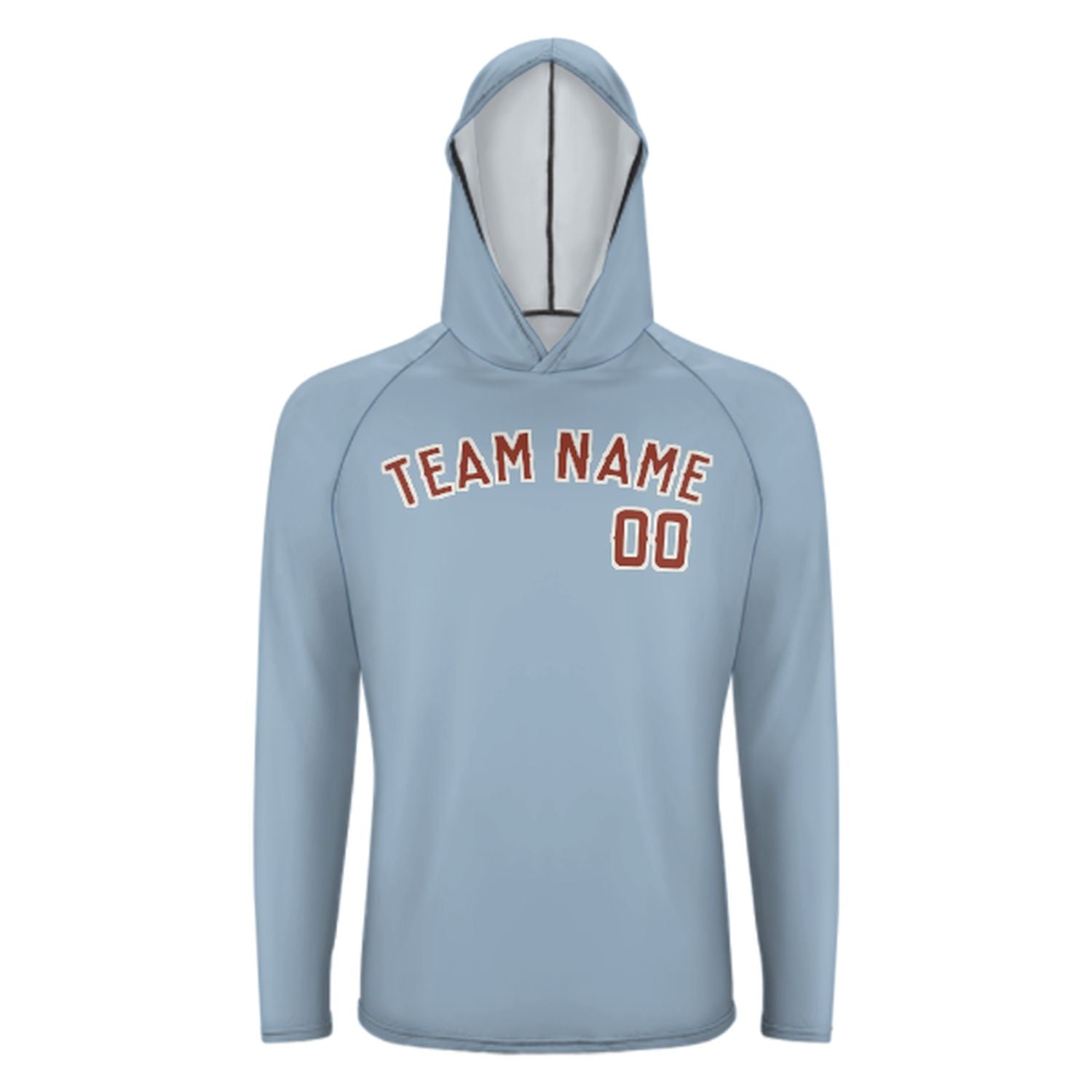 Maßgeschneidertes Hellblau Korallenrot UV-Hoodie