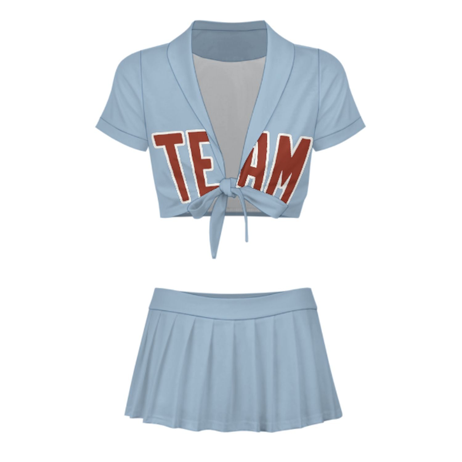Completo da cheerleader personalizzato azzurro corallo rosso