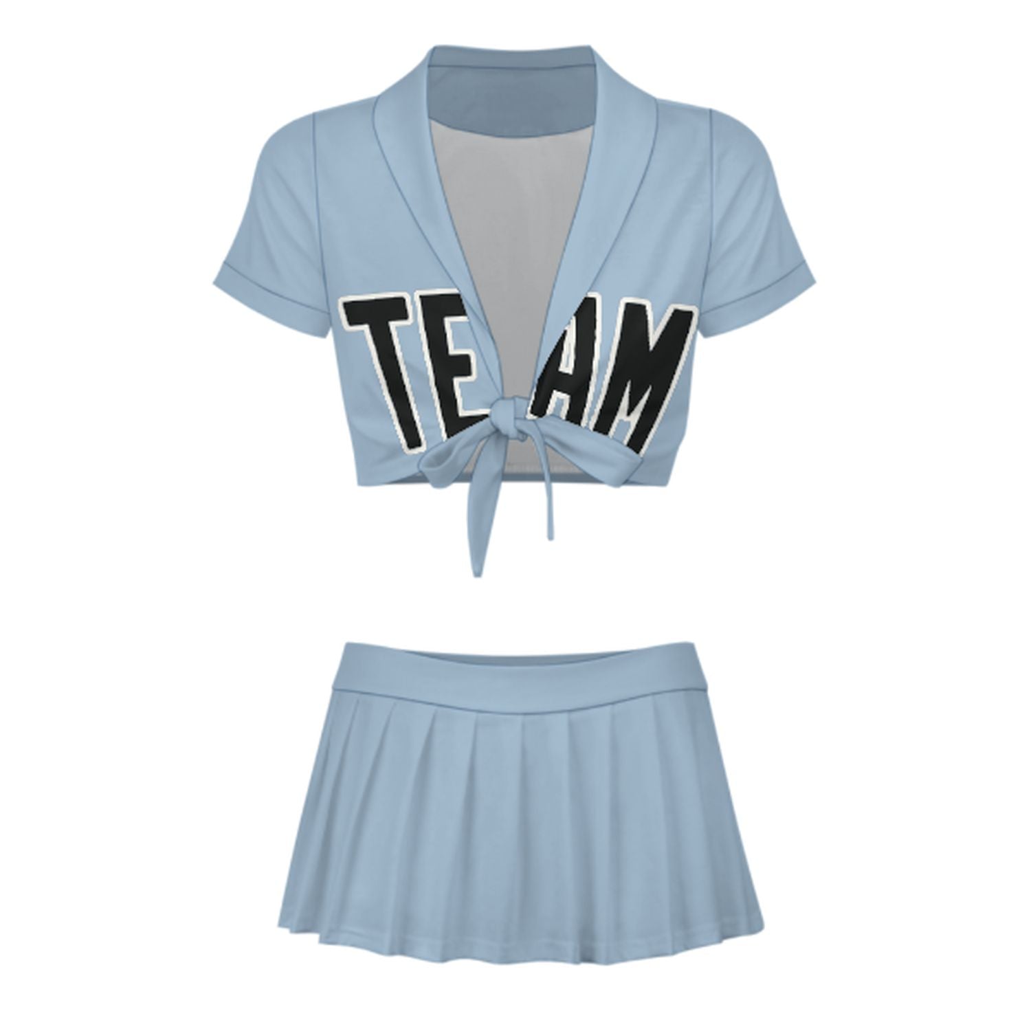 Completo personalizzato da cheerleader azzurro e nero