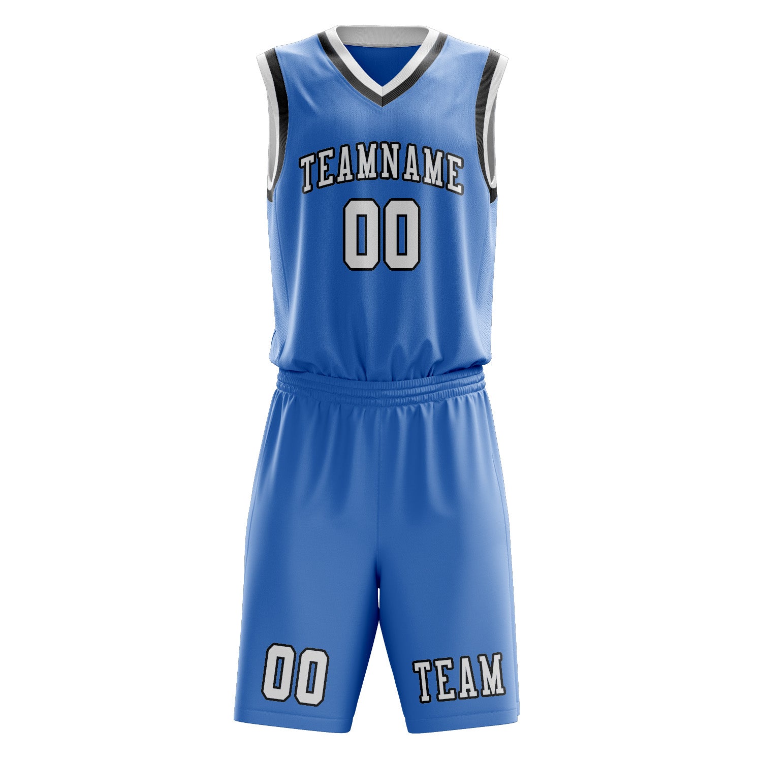 Benutzerdefiniertes Professionelles Hellblau Weiß Basketballtrikot-Set