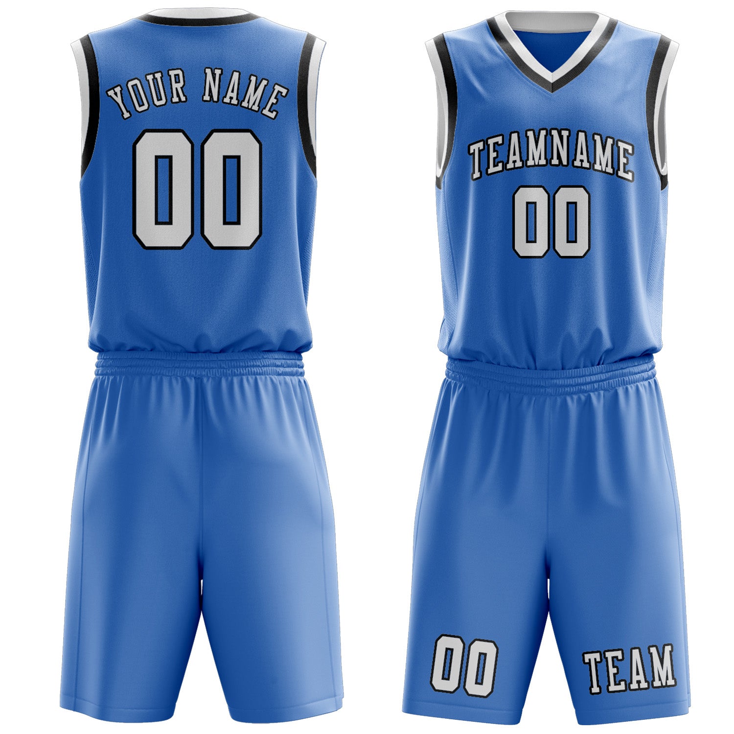 Benutzerdefiniertes Professionelles Hellblau Weiß Basketballtrikot-Set