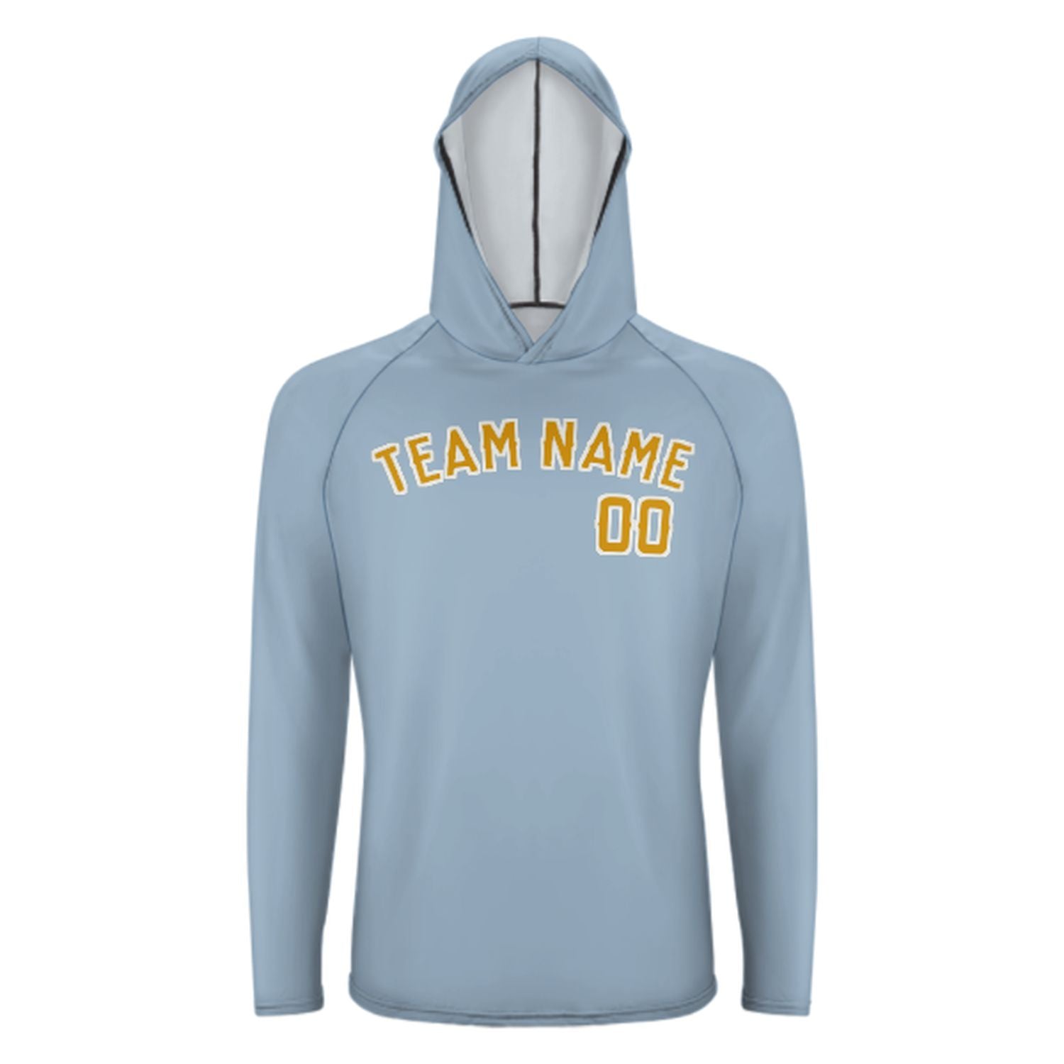 Maßgeschneidertes Hellblau Gelb UV-Hoodie