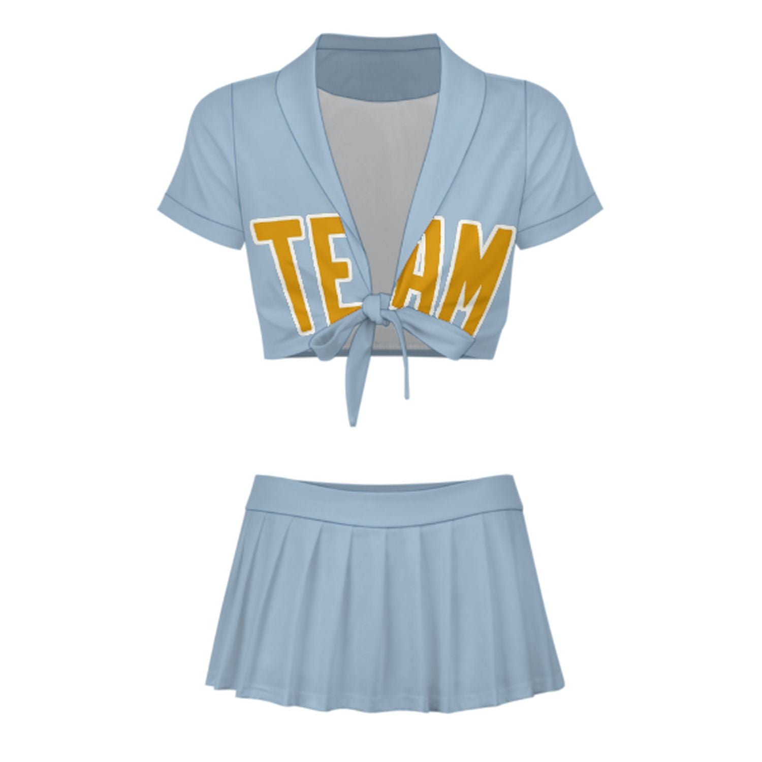 Completo da cheerleader personalizzato azzurro e giallo