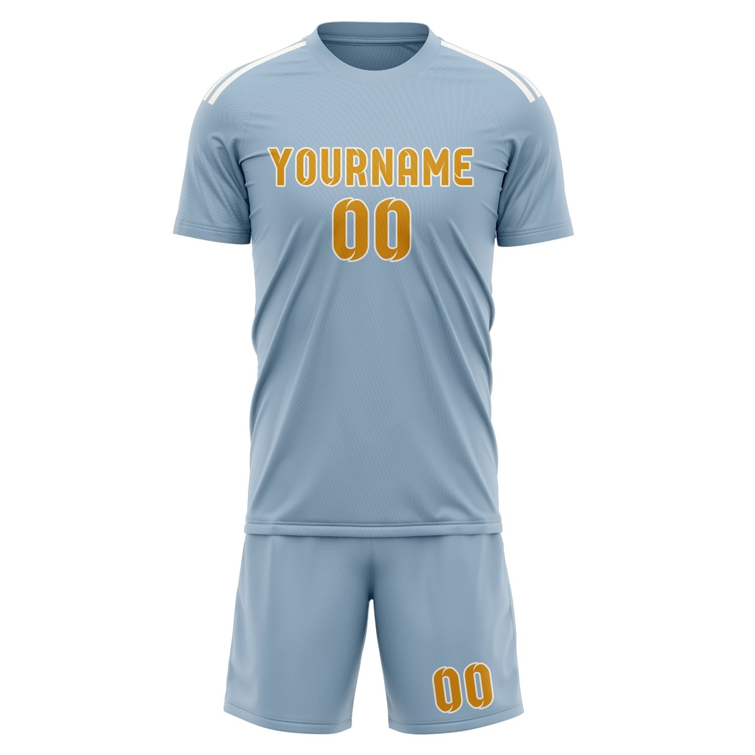 Maßgeschneidertes Professionelles Hellblau Gelb Fußballtrikot-Set
