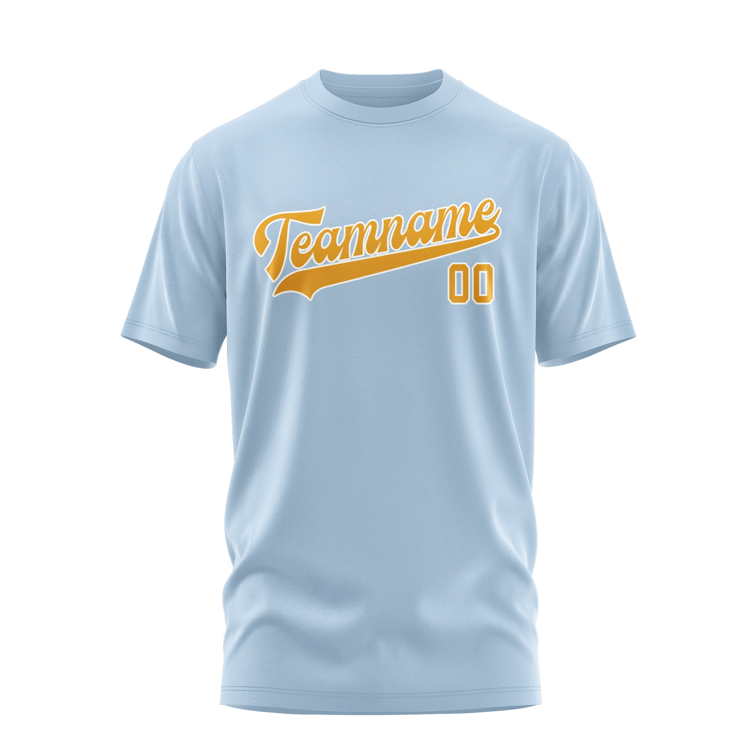 Maßgeschneidertes Hellblau Gelb T-Shirt