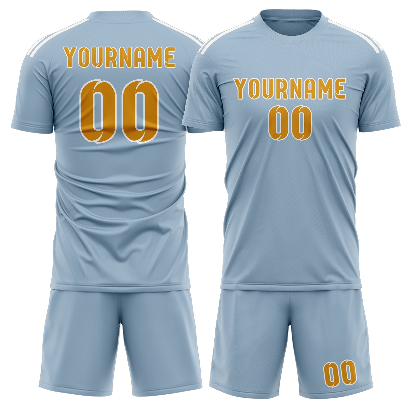 Maßgeschneidertes Professionelles Hellblau Gelb Fußballtrikot-Set