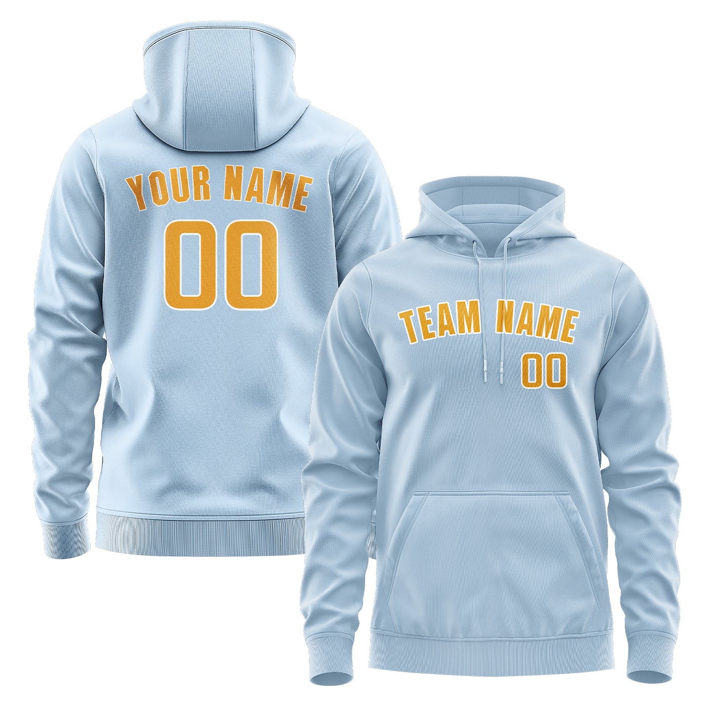 Maßgeschneidertes Hellblau Gelb Hoodie