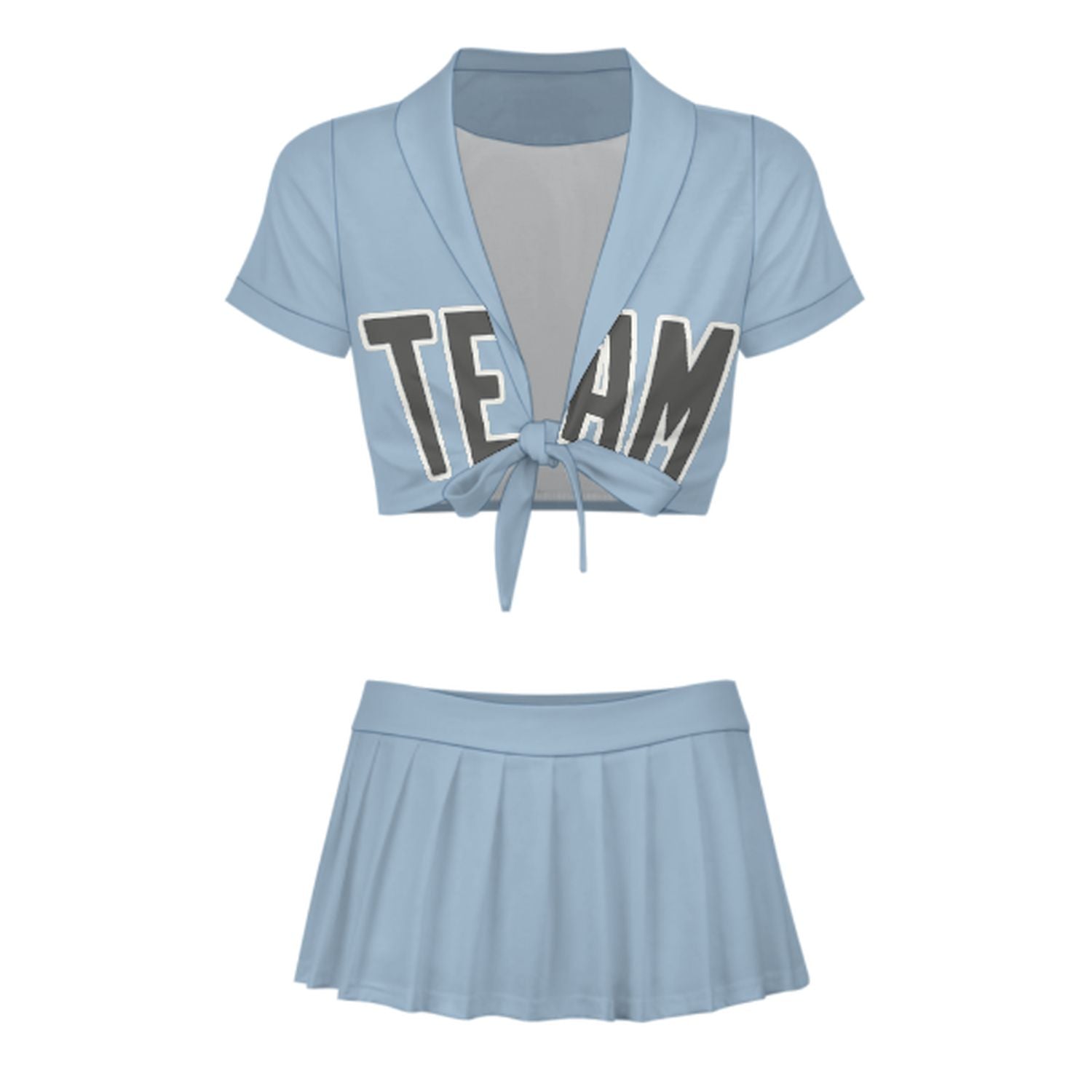 Completo da cheerleader personalizzato blu chiaro e grigio scuro