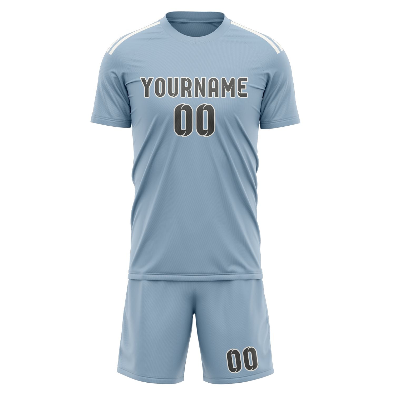 Maßgeschneidertes Professionelles Hellblau Dunkelgrau Fußballtrikot-Set
