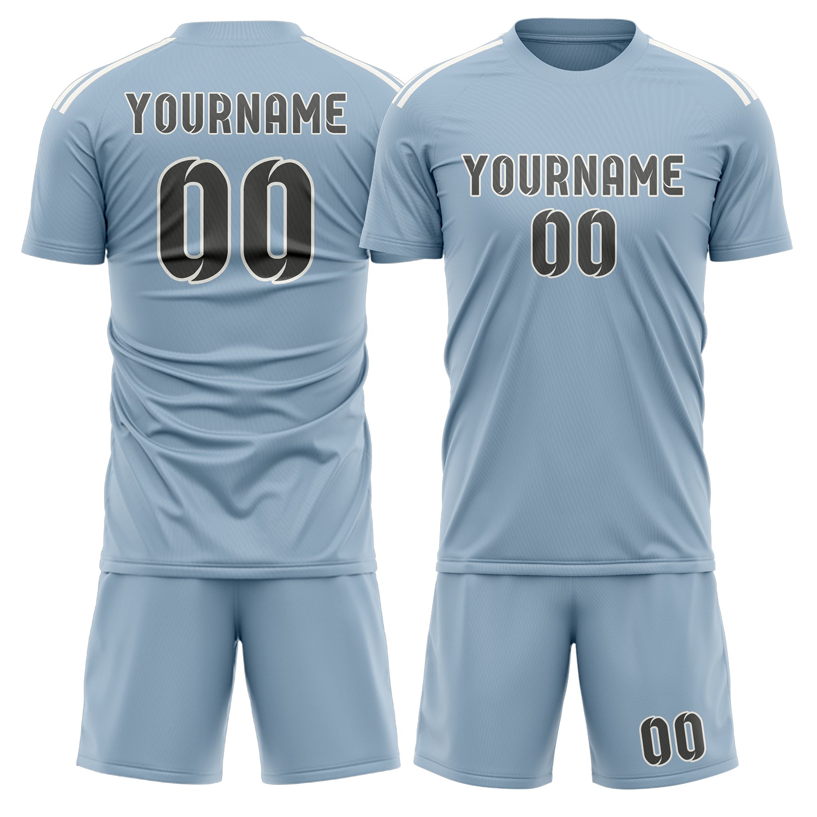Maßgeschneidertes Professionelles Hellblau Dunkelgrau Fußballtrikot-Set