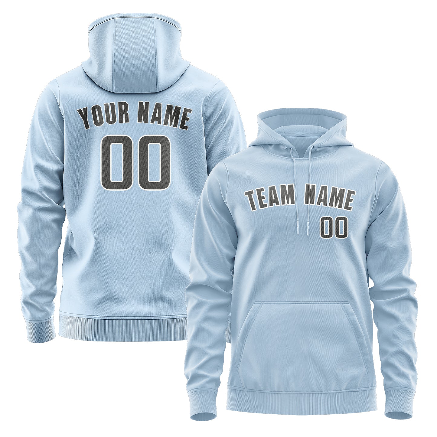 Maßgeschneidertes Hellblau Dunkelgrau Hoodie
