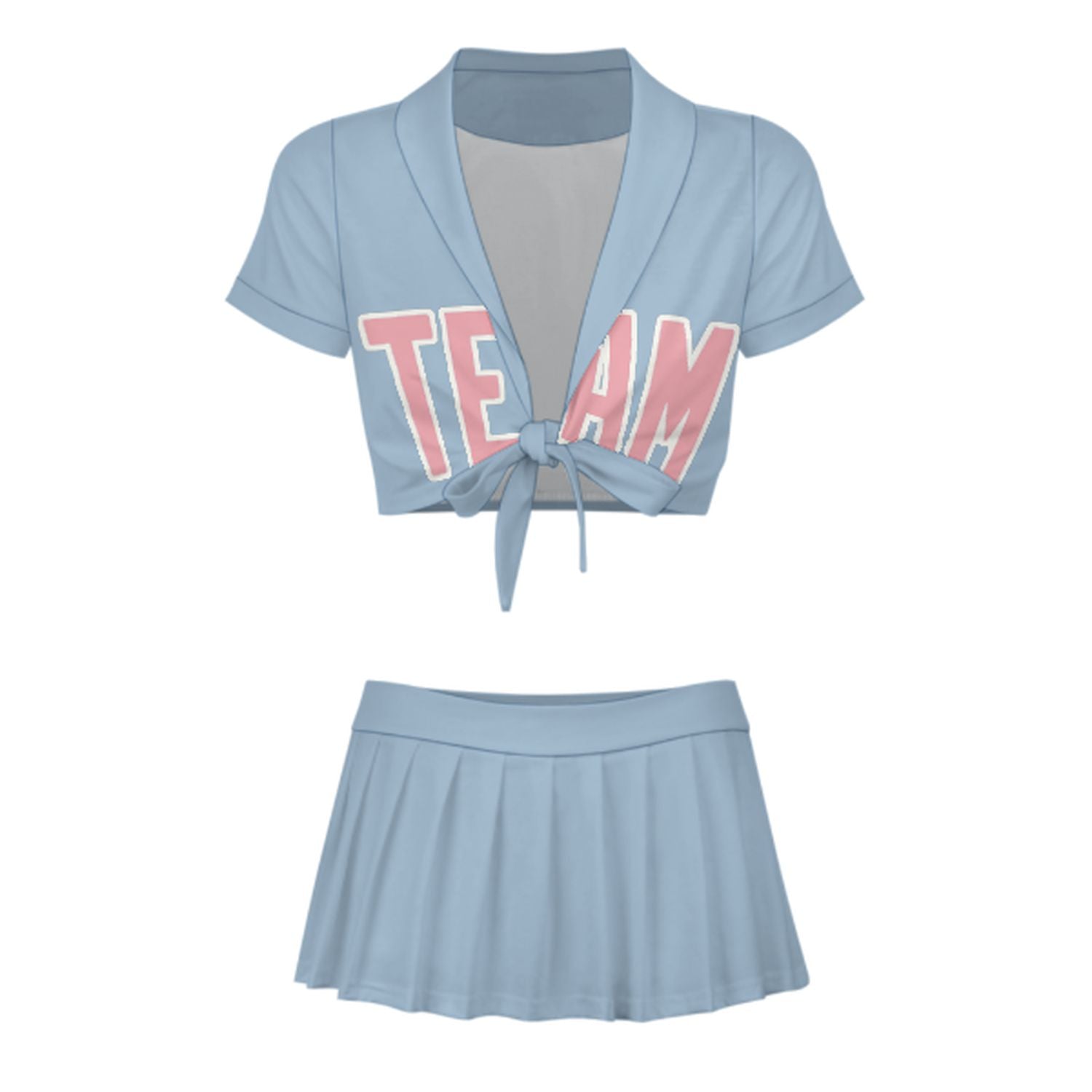 Completo personalizzato da cheerleader azzurro e rosa